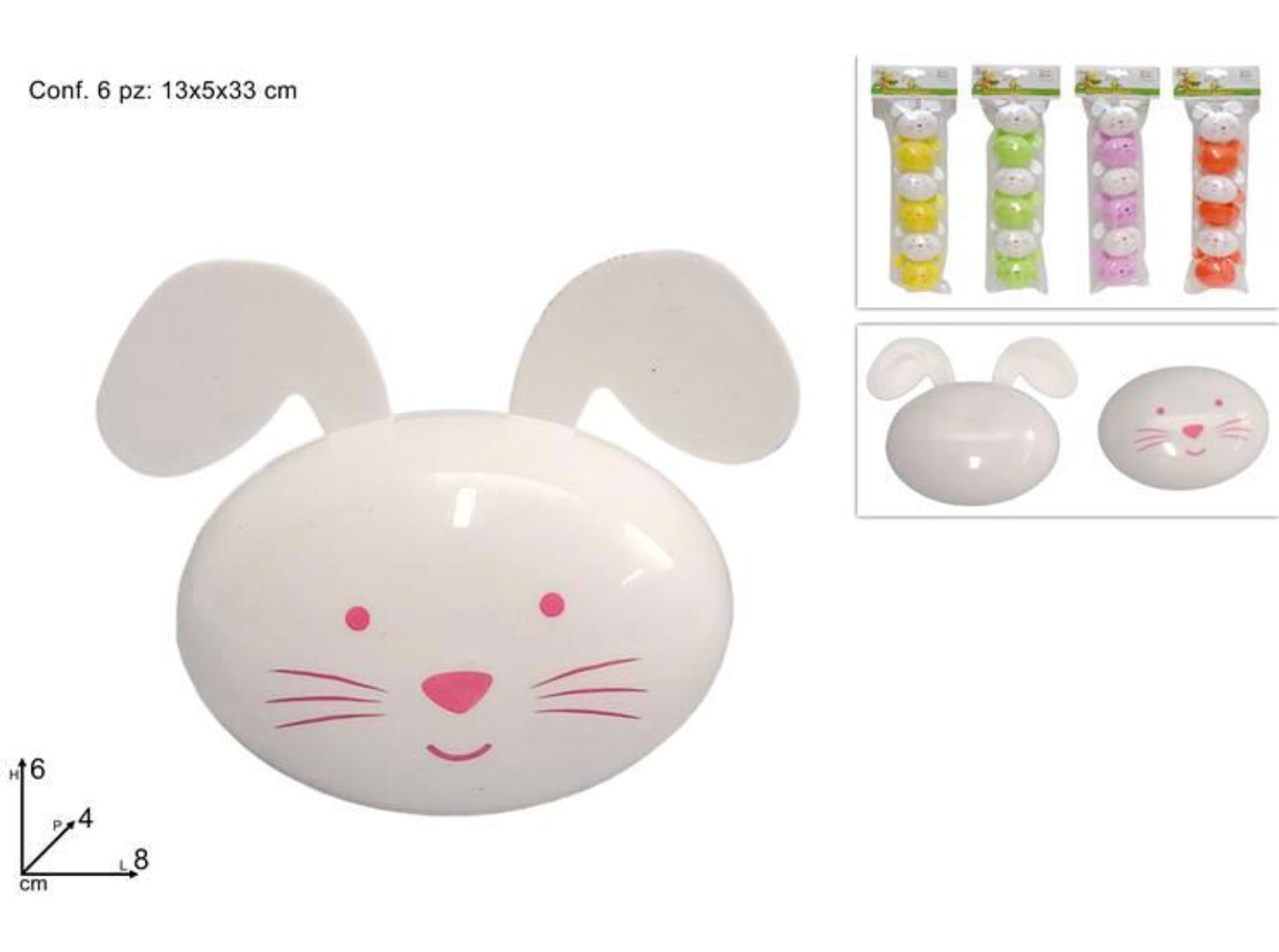 PAsQUA scatola viso coniglio 6cm 6pz