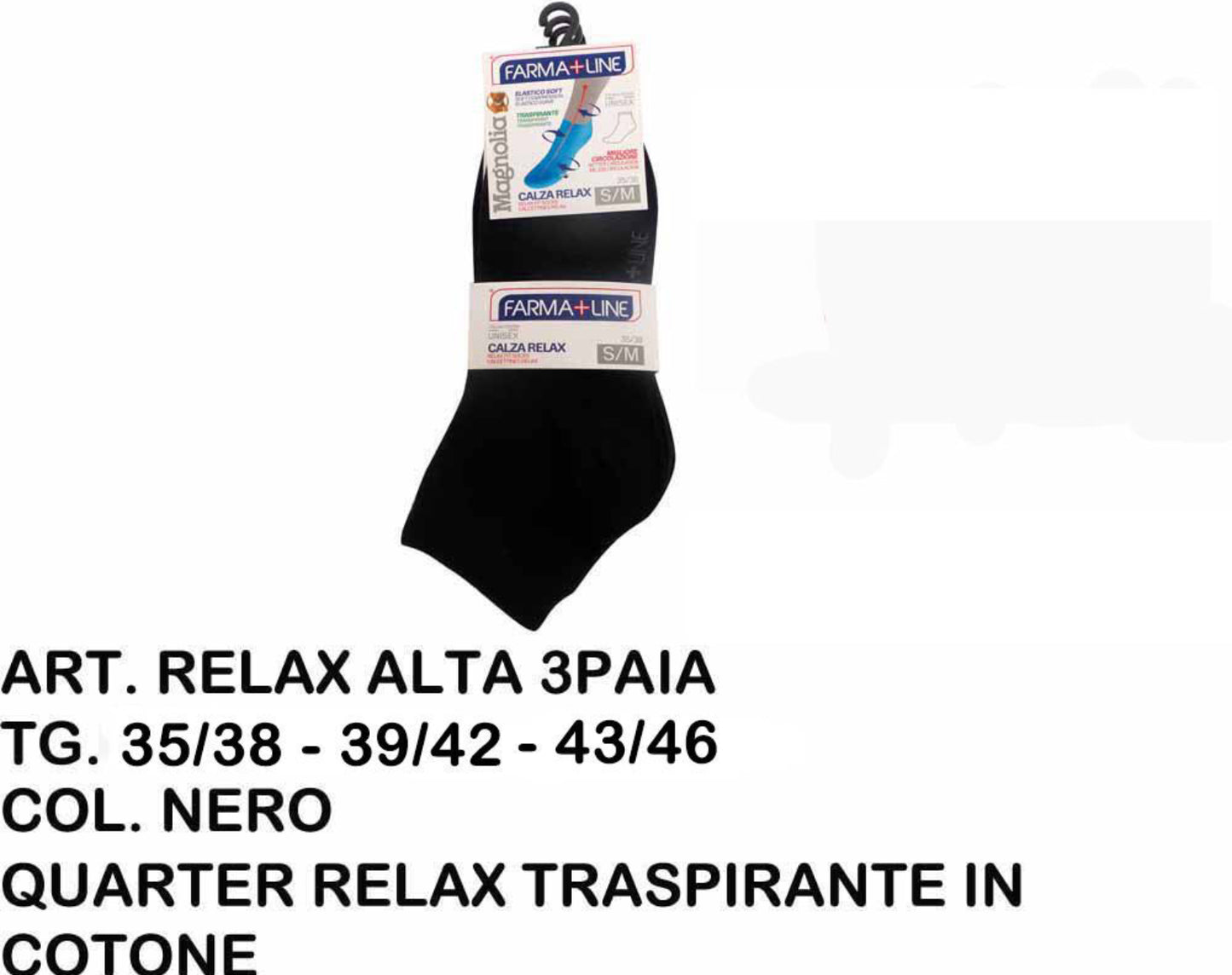 MAGNOLIA calze quarter unisex in cotone nero