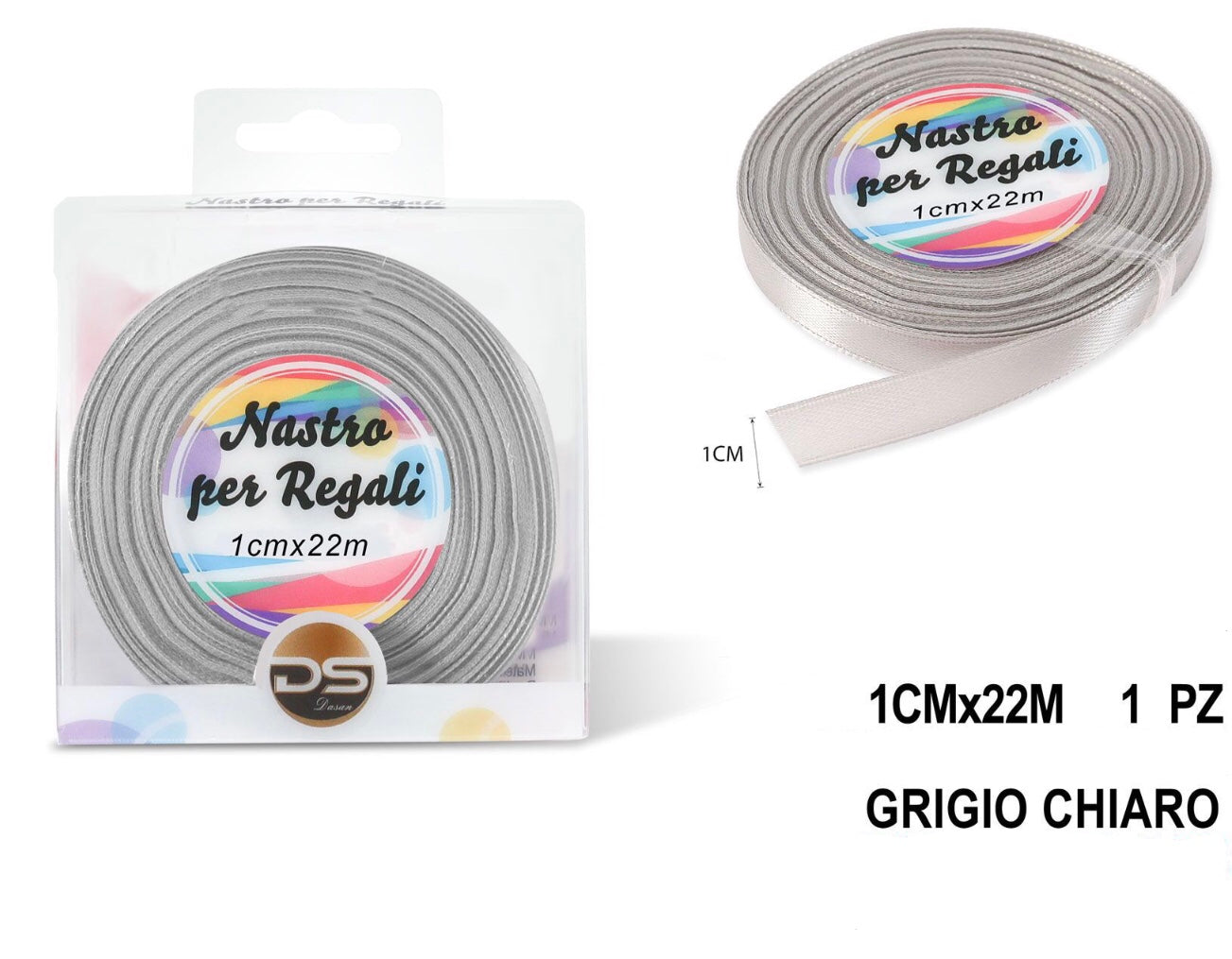 Nastro raso 1 cm GRIGIO CHIARO