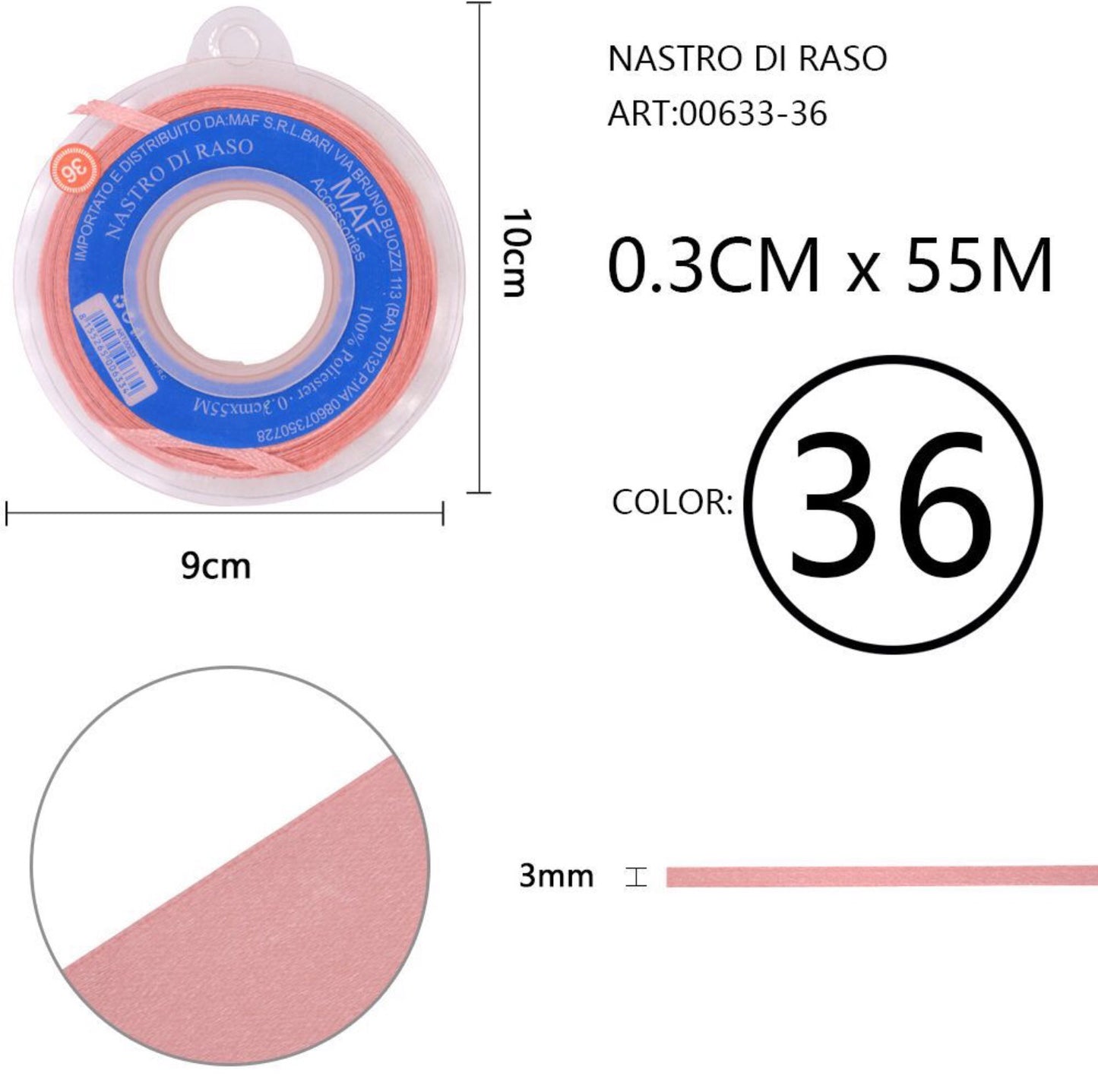 NASTRO di raso 0,3cmx55m 36