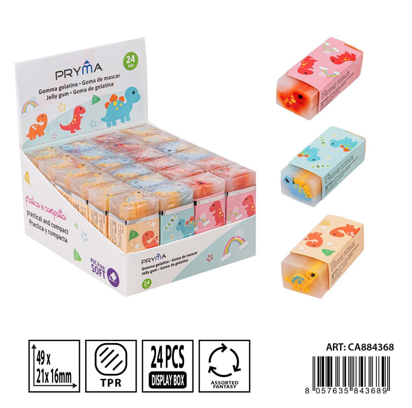 PRYMA gomma gelatina dinosauro 49x21x16mm