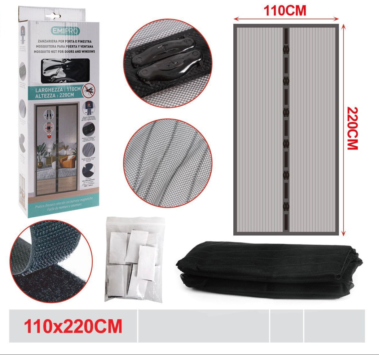 EMI ZANZARIERA PER PORTA E FINESTRA 110*220CM