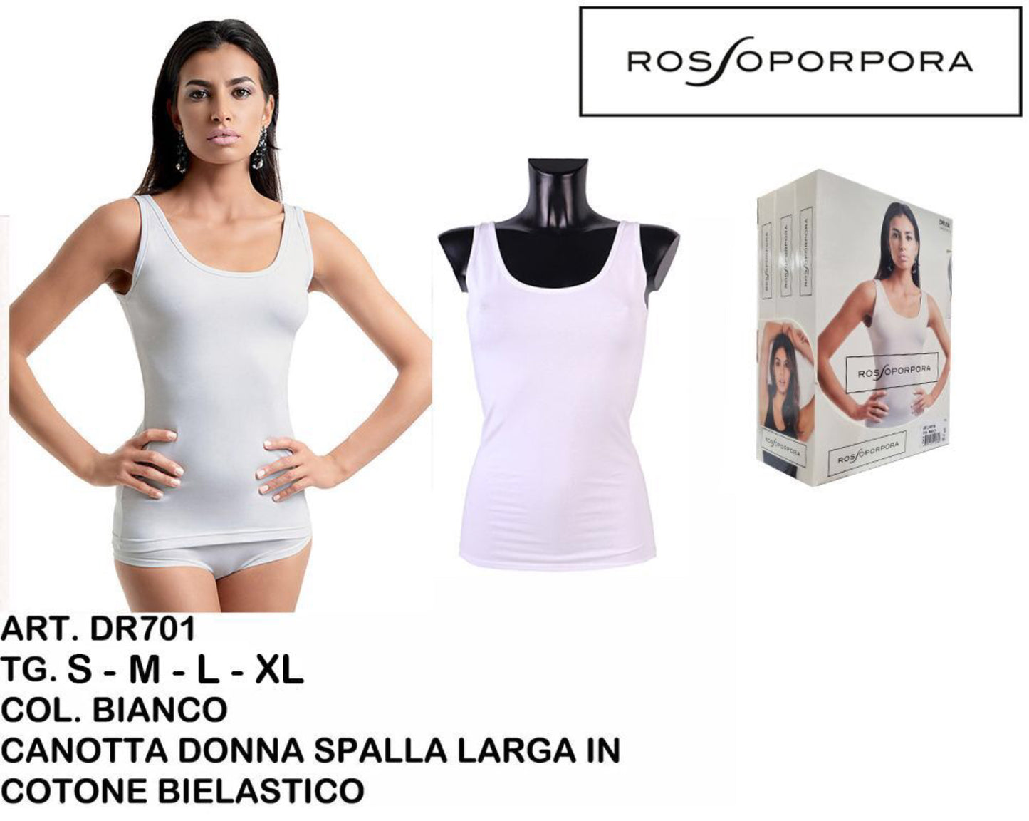 CANOTTA cotone bielastico spalla larga