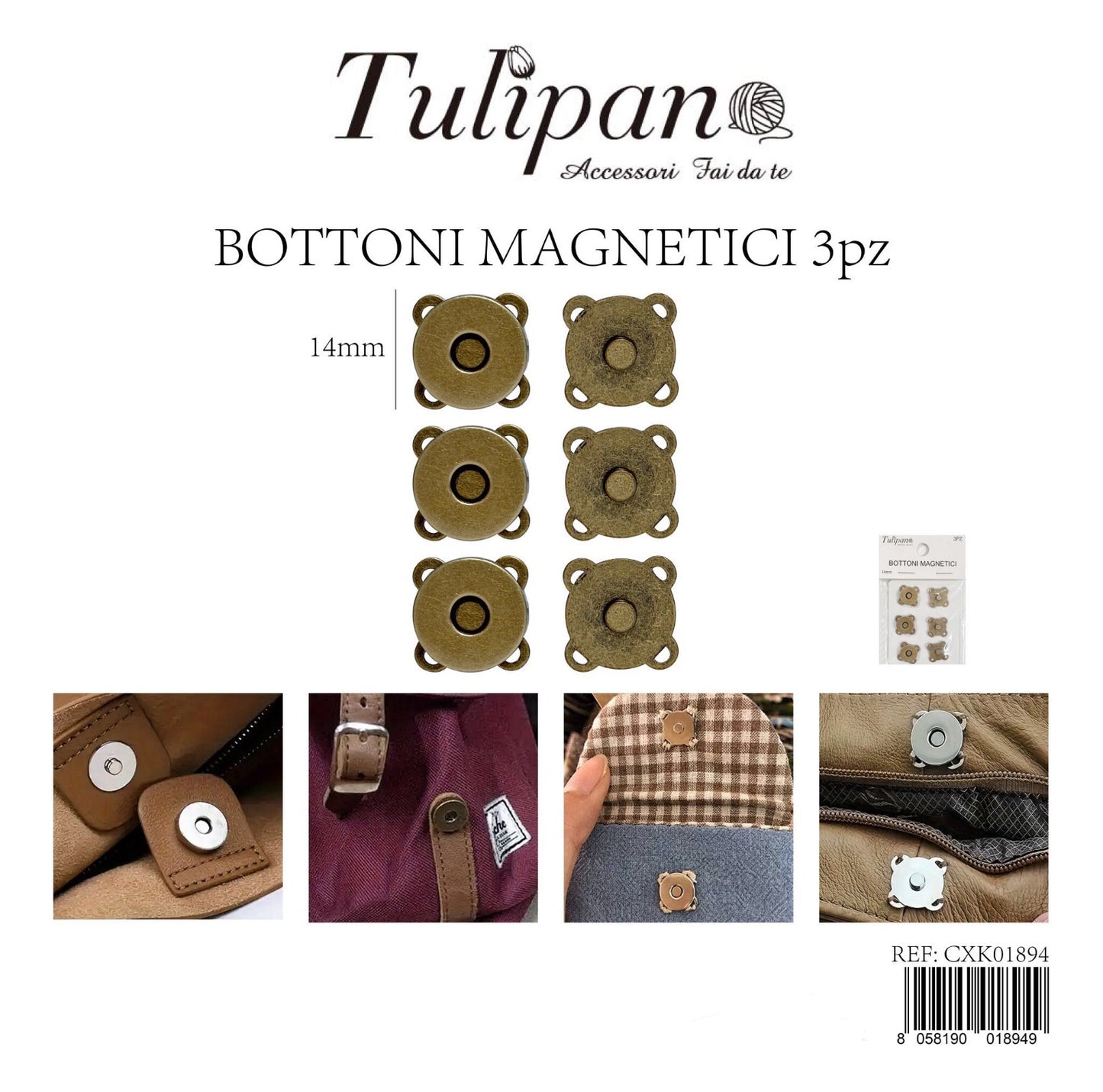 BOTTONI magnetico 14mm 3pz