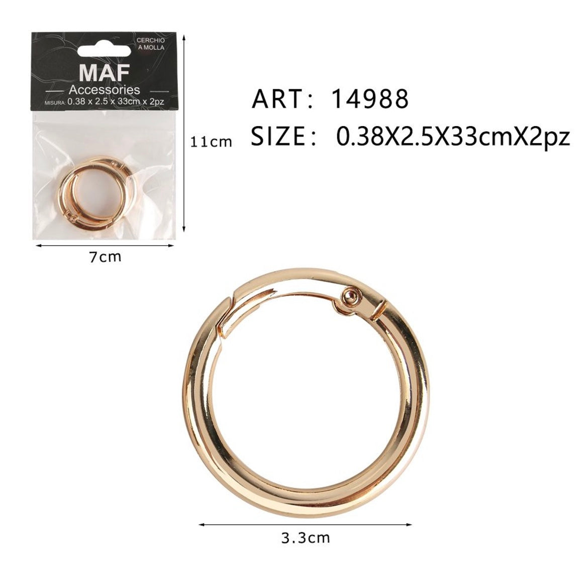 MAF moschettoni 3.3cm oro 14988