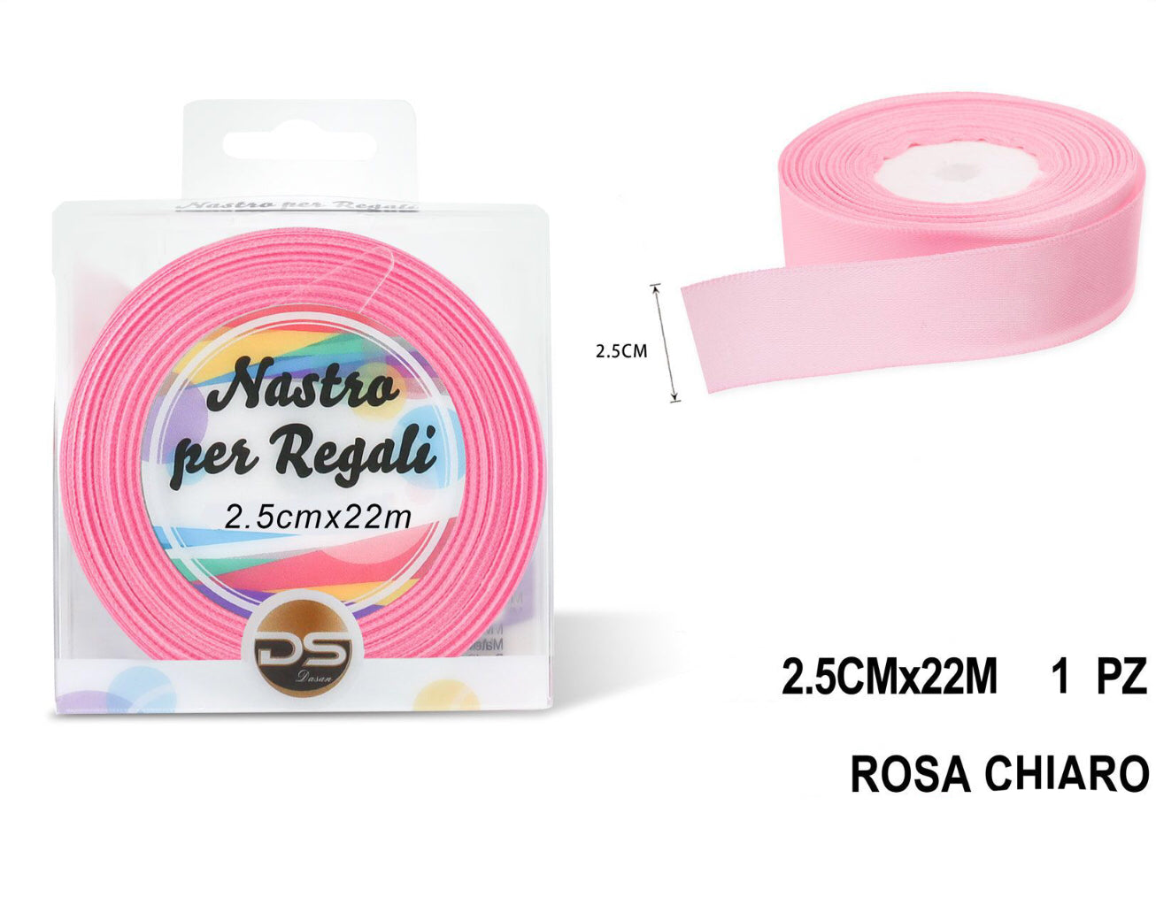 Nastro raso 2.5cm ROSA CHIARO