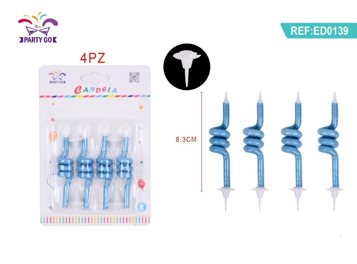 CANDELA SPIRALE GLITTER 8.3CM 4PZ