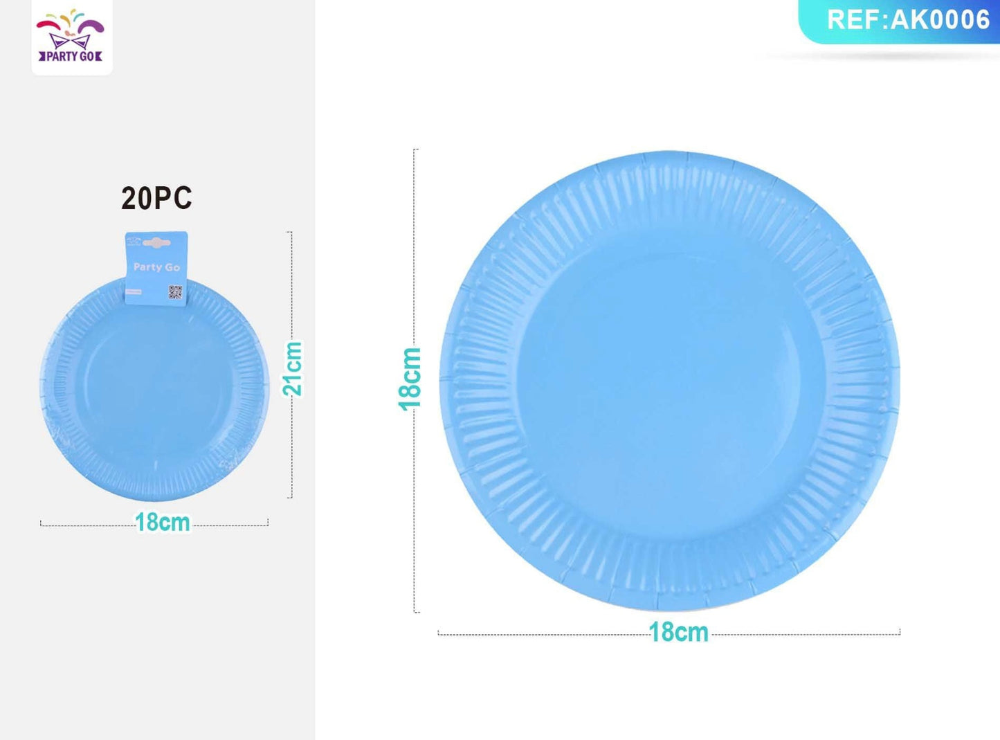PIATTI di carta azzurro 18cm 20pz