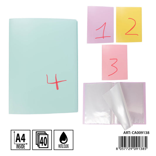 PRYMA porta listino A4 40tasche pastel