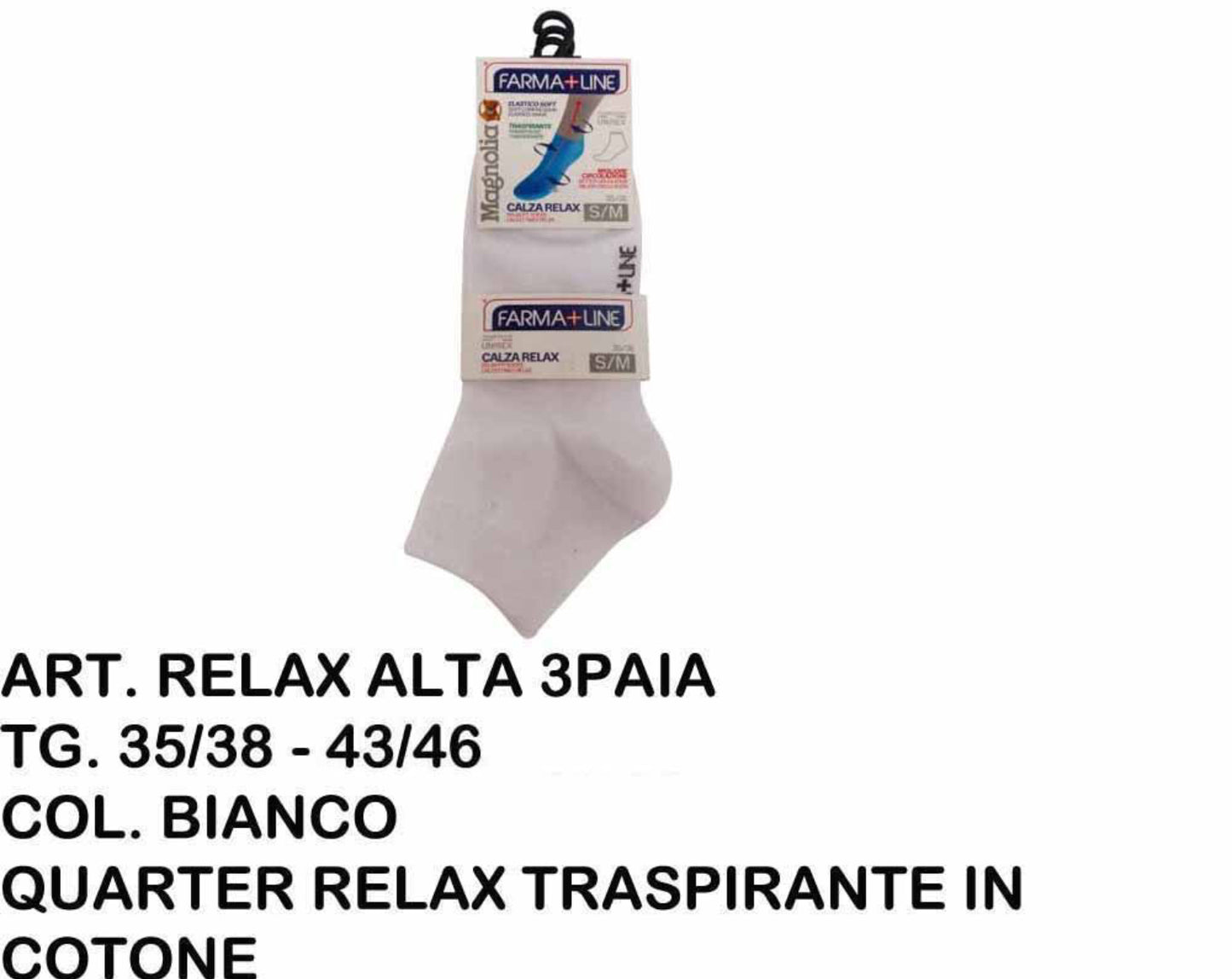 MAGNOLIA calze quarter unisex in cotone bianco