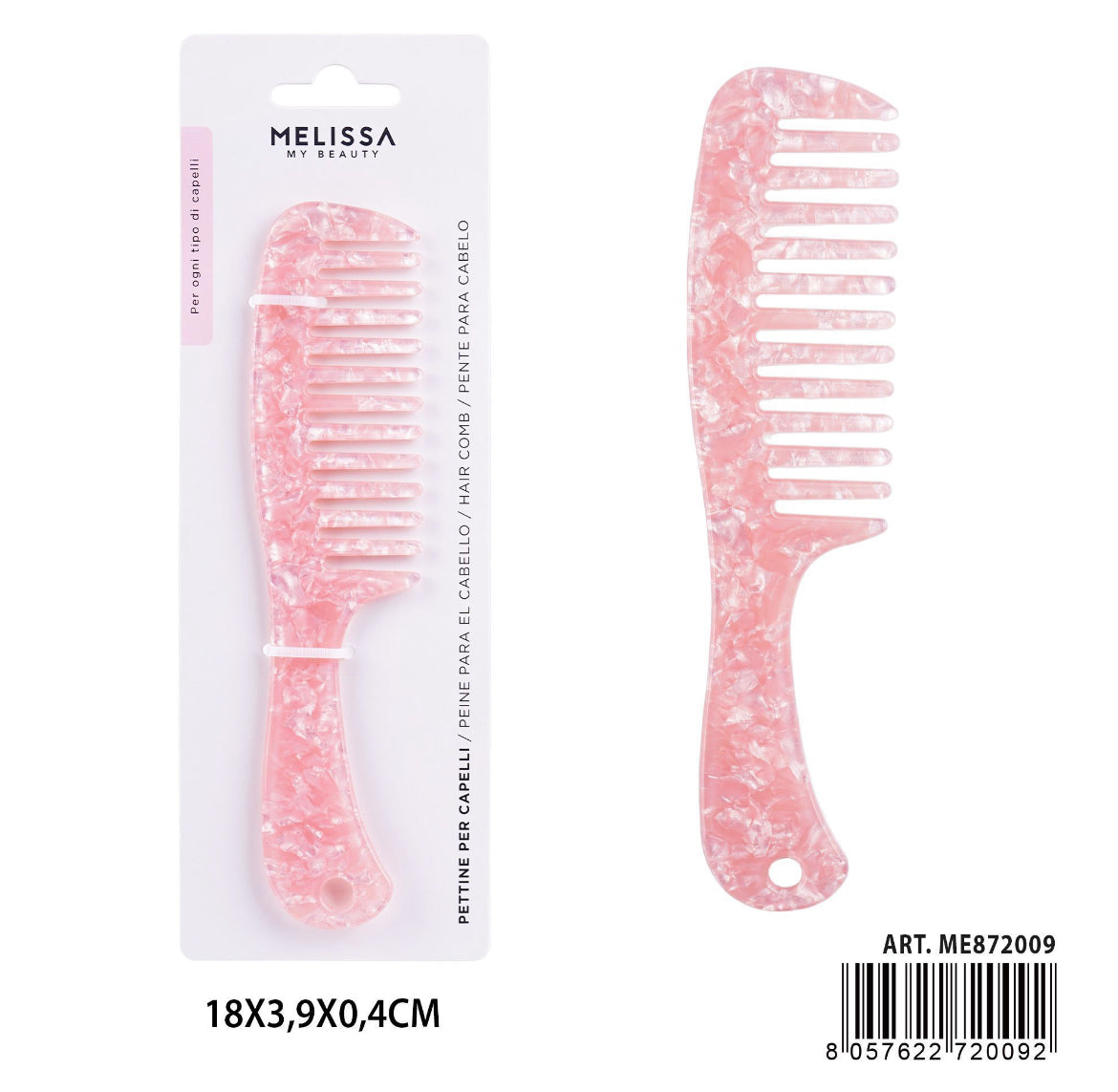 MELISSA PETTINE CAPELLI ROSA 18X3.9CM