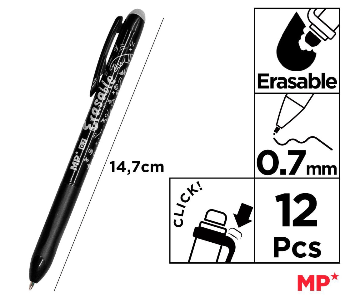 Penna cancellabile a scatto 0,7mm nero