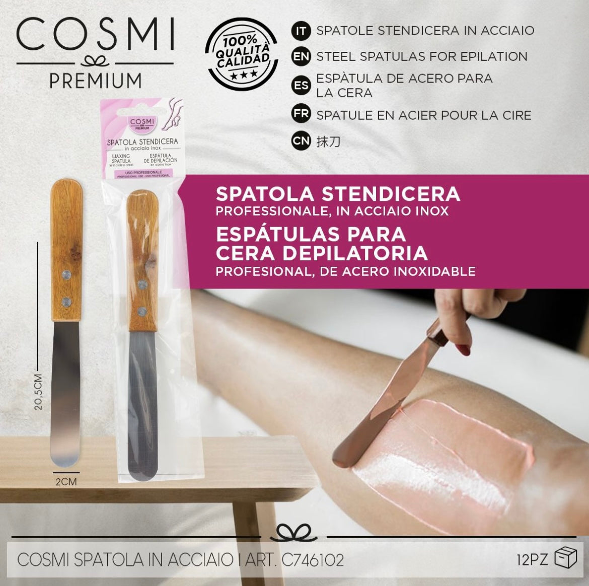 COSMI PREMIUM SPATOLA INOX LAMA DRITTA