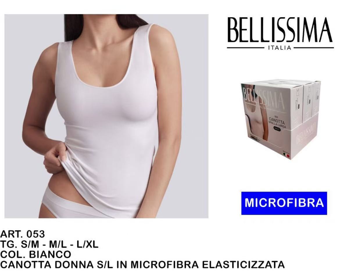 BELLISSIMA CANOTTIERA DONNA SPARA LARGA BIANCO