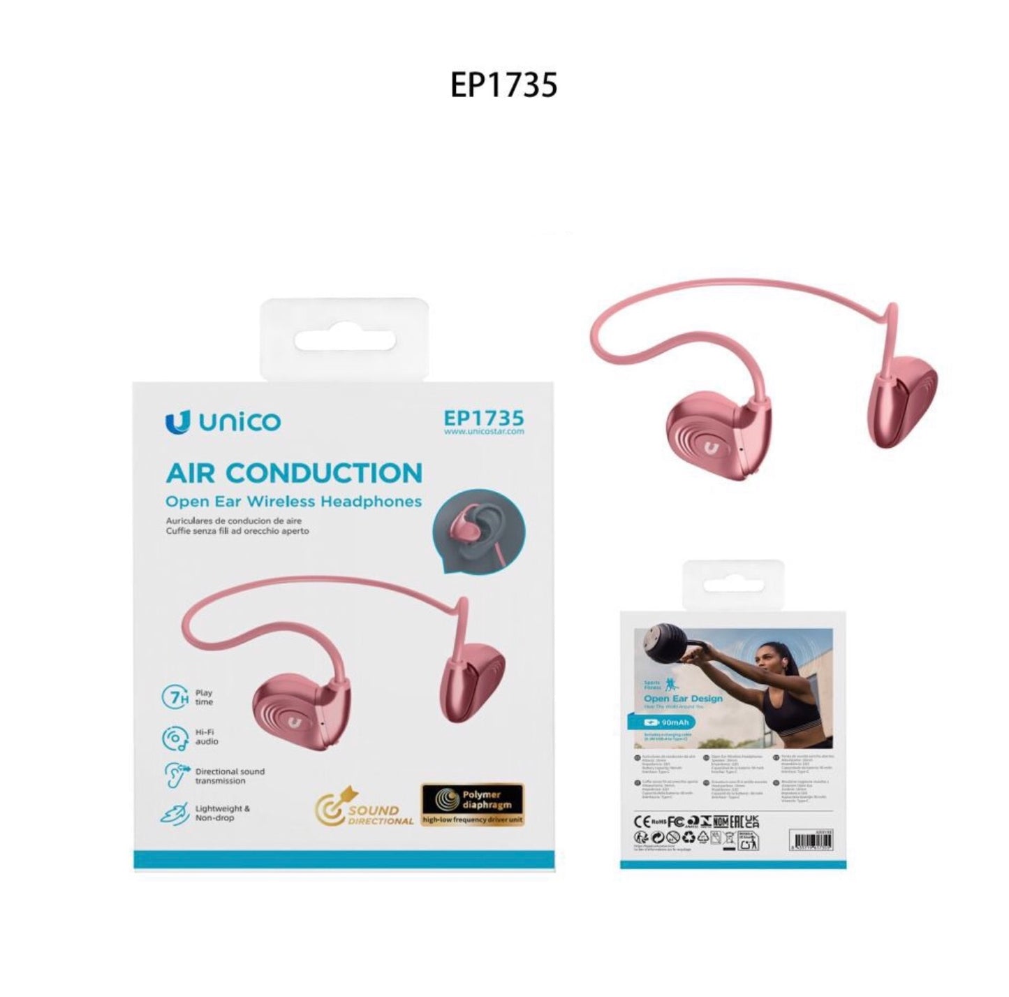UNICO AURICOLARE BLUEOOTH EP1735 ROSA