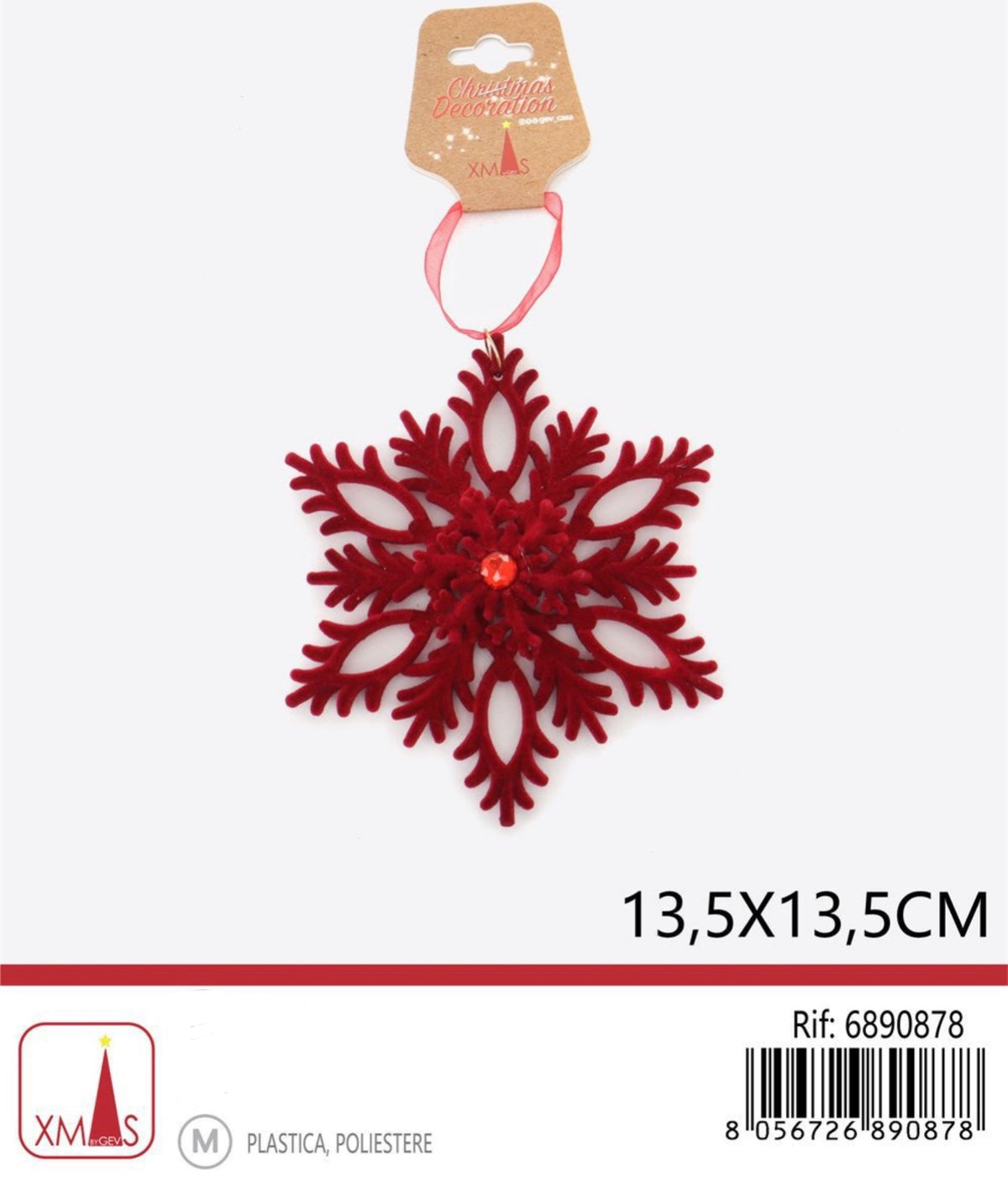 NATALE pendente fiocco di neve 13,5x13,5cm