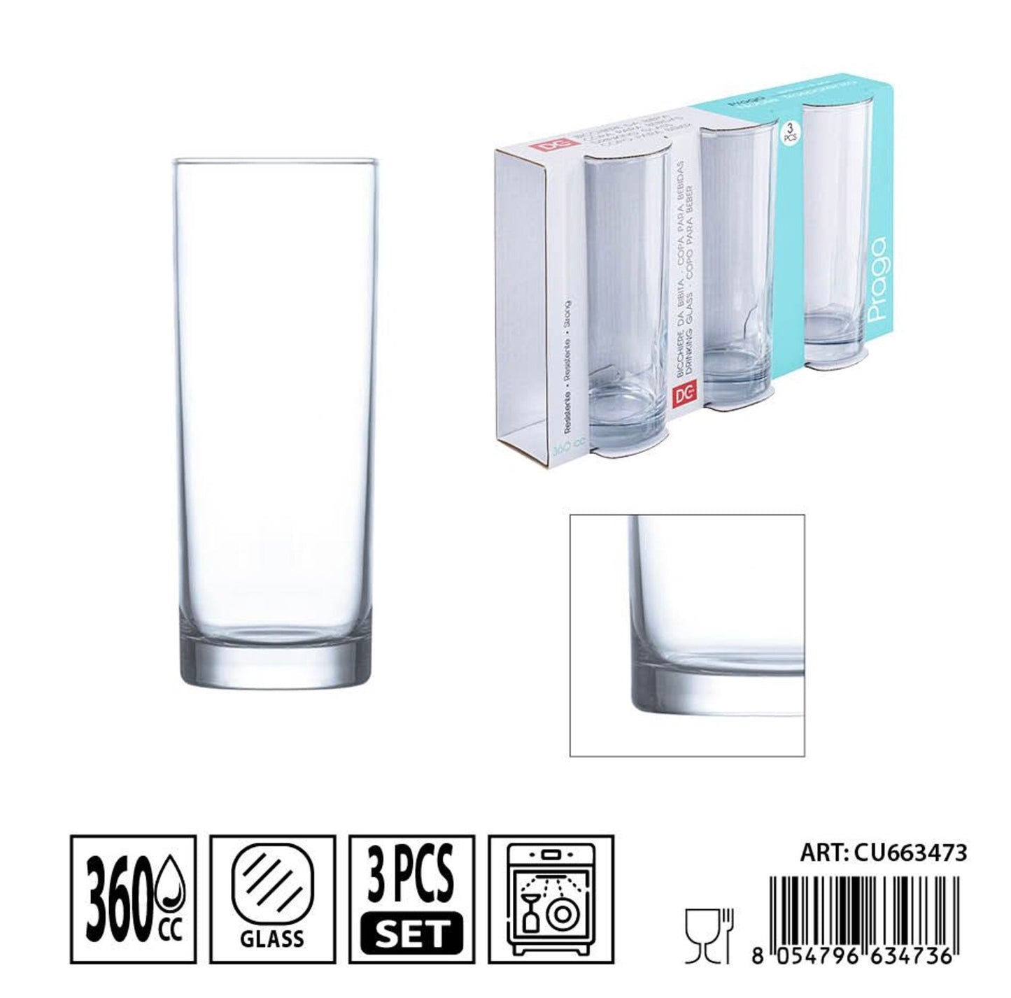 DC CASA bicchiere "Praga" 360cc 3pz