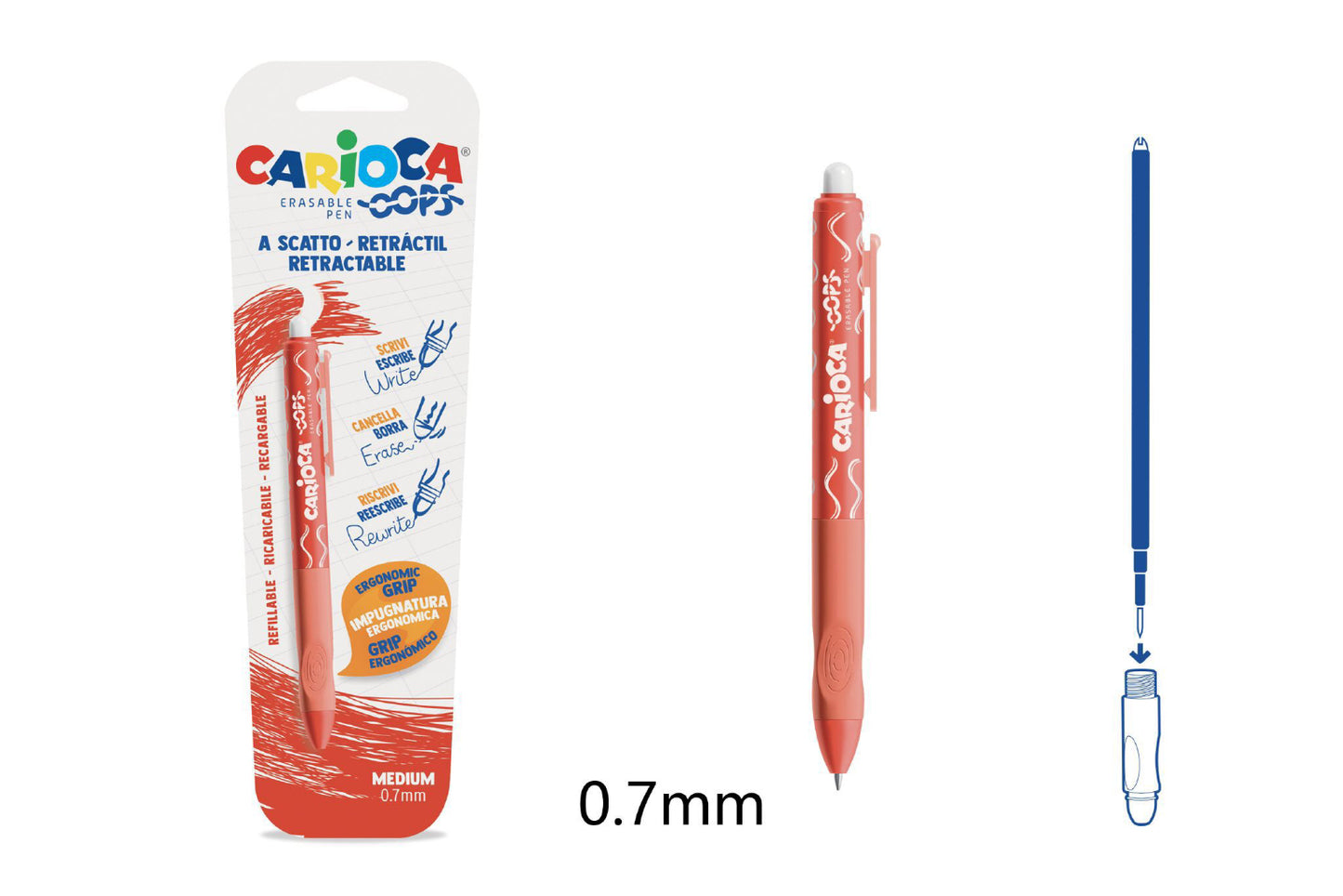 CARIOCA penna cancellabile a scatto ricaricabile rosso