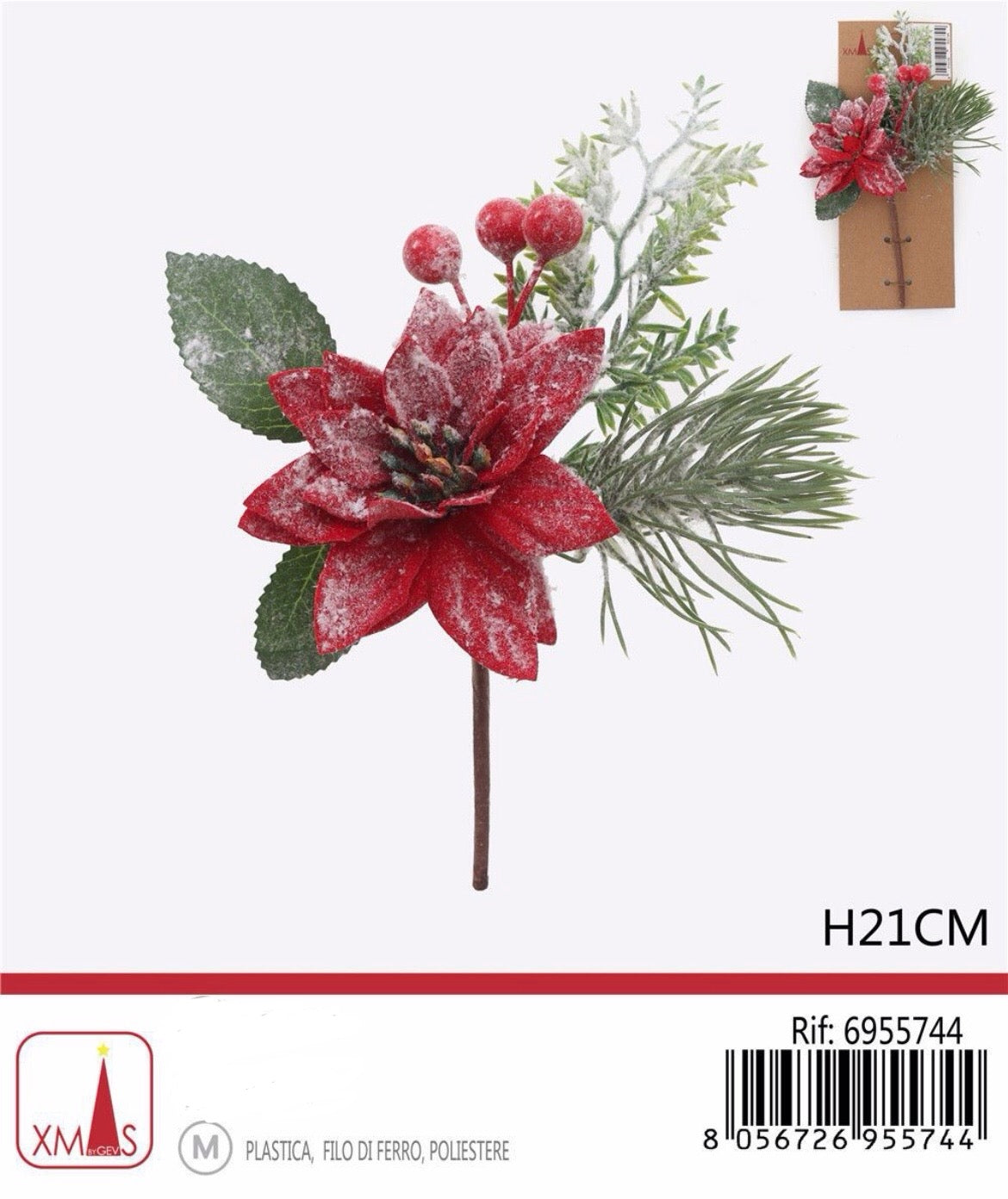 NATALIZIA ramo fiore artificiale 21cm