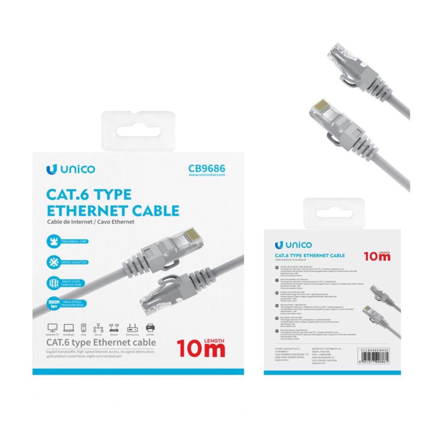 UNICO cable cat6 10m CB9686
