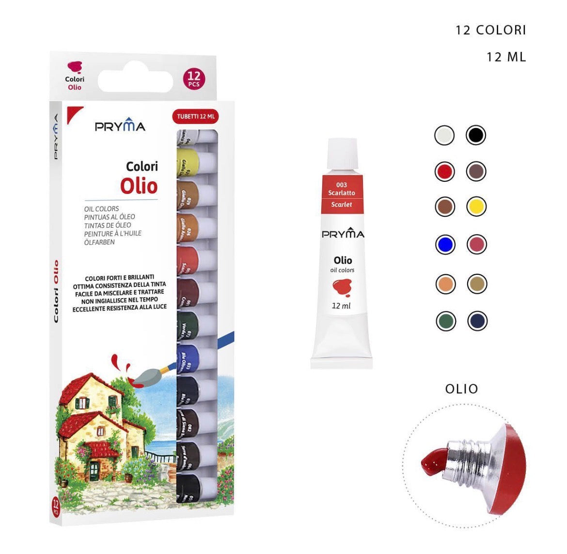 PRYMA COLORE BASE OLIO TUBO 12ML 12PZ