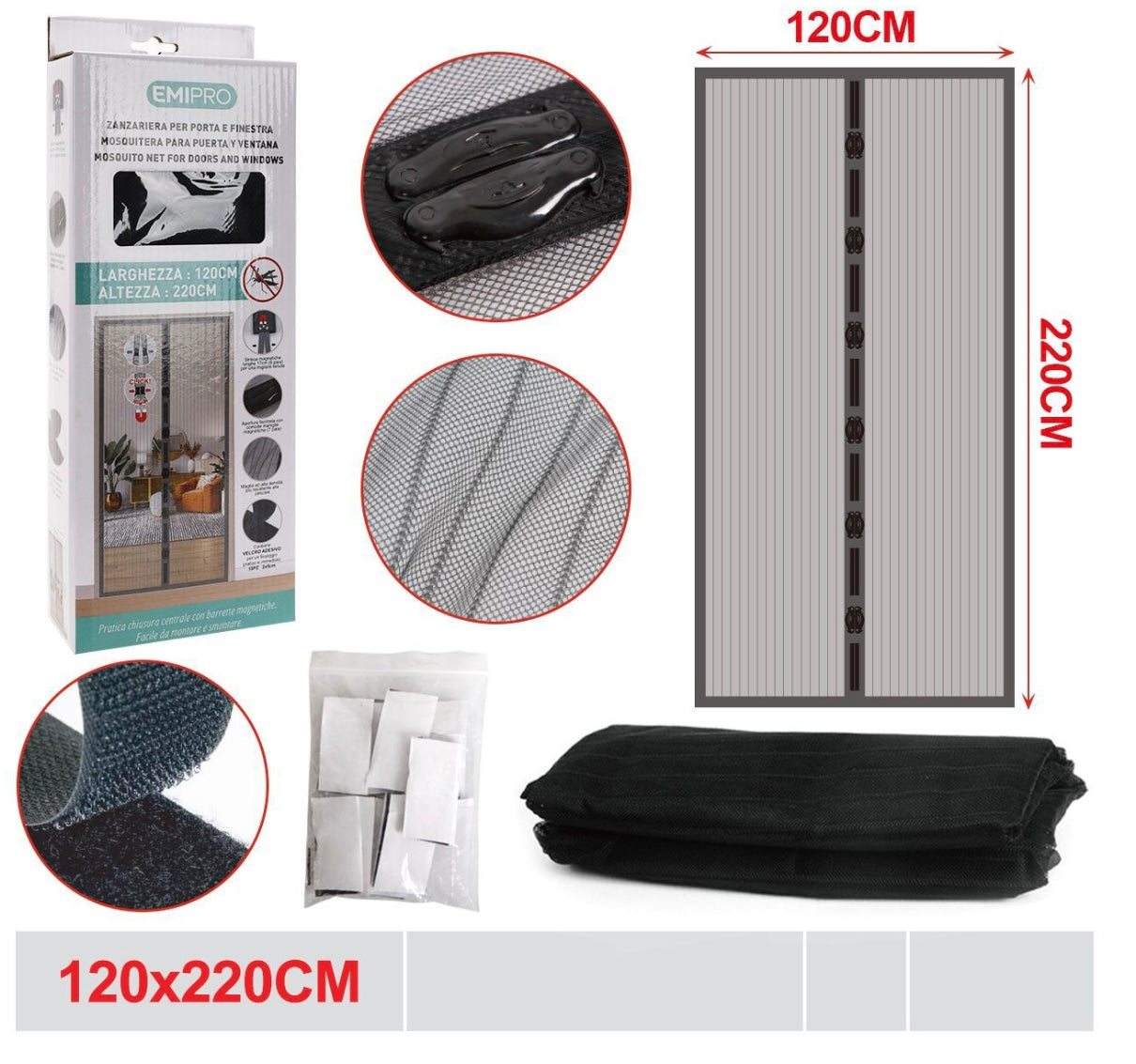 EMI ZANZARIERA PER PORTA E FINESTRA 120*220CM