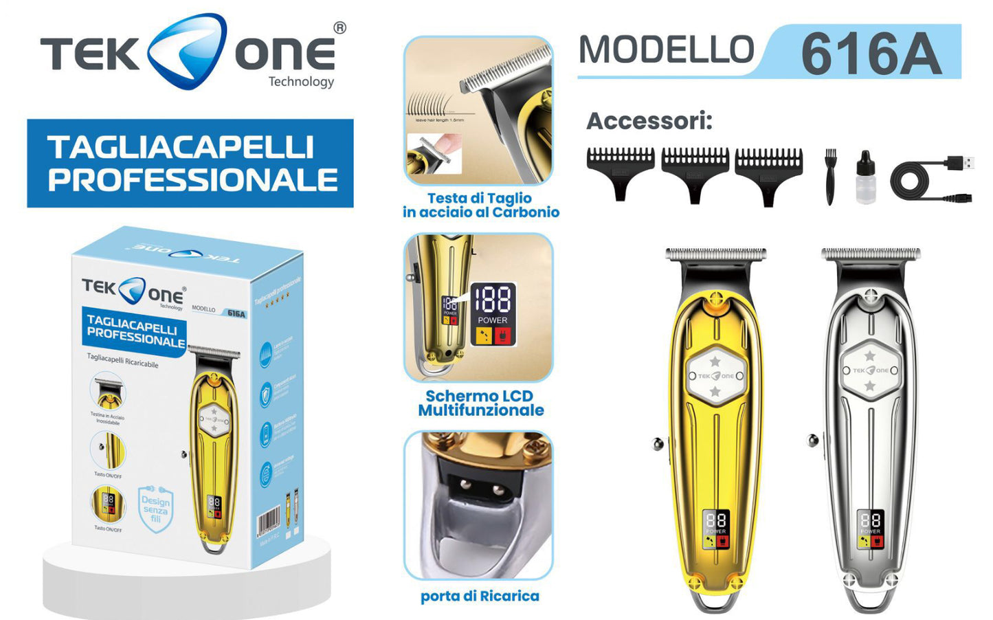 TEK ONE tagliacapelli professionale mod.616A