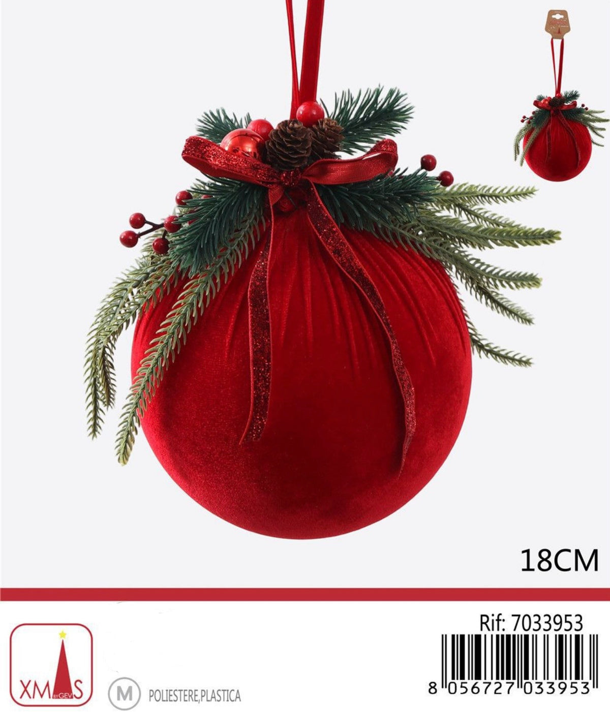 NATALIZIA pendente pallina pigna 18cm