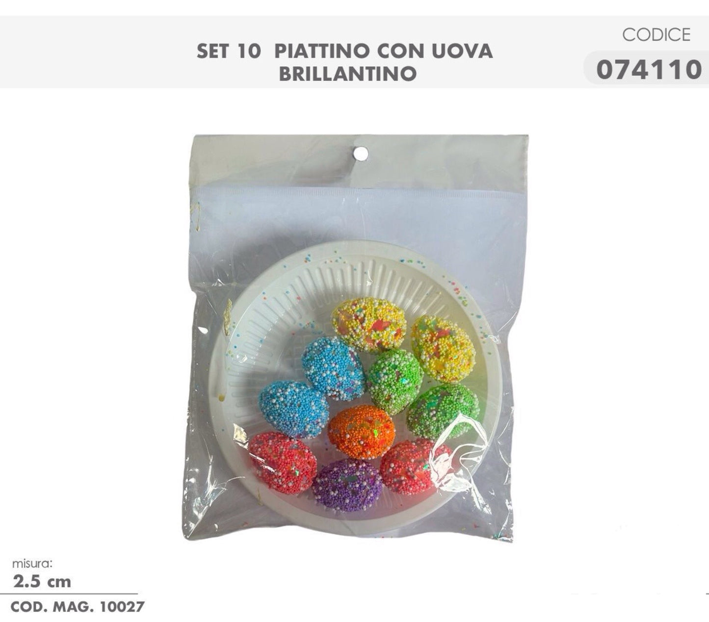 SET 10 piattino con uova brillantino 2.5cm