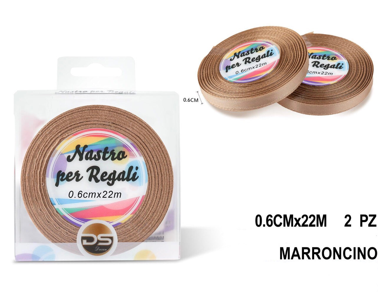 Nastro raso 0,6 cm MARRONCINO