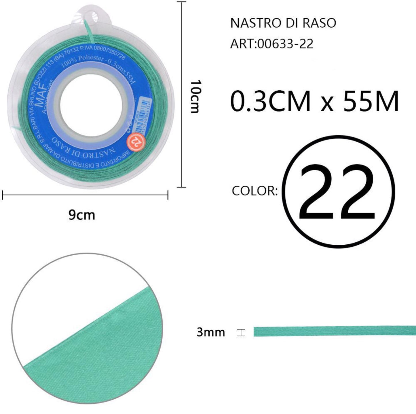 NASTRO di raso 0,3cmx55m 22