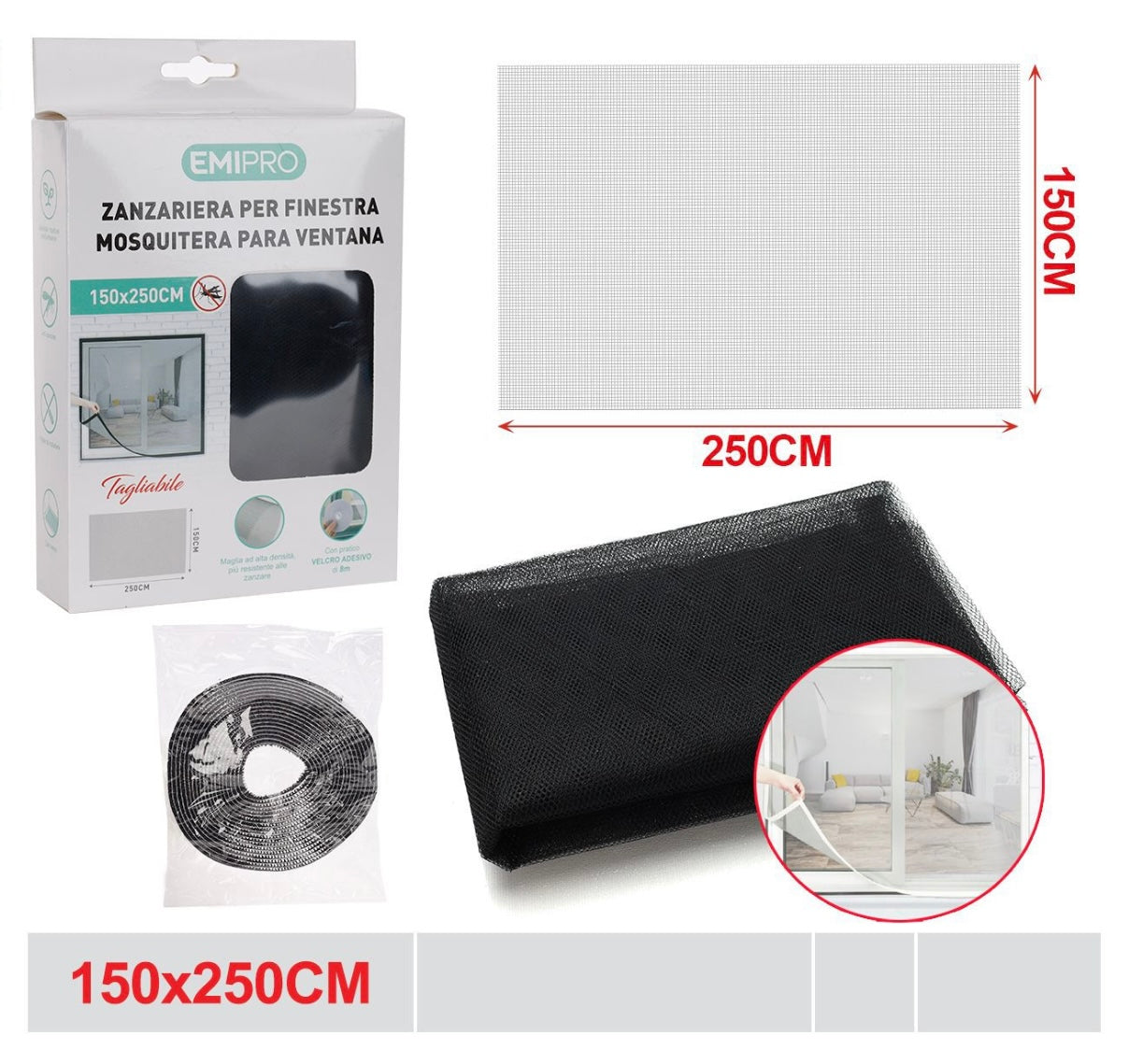 EMI ZANZARIERA PER FINESTRA 150*250CM