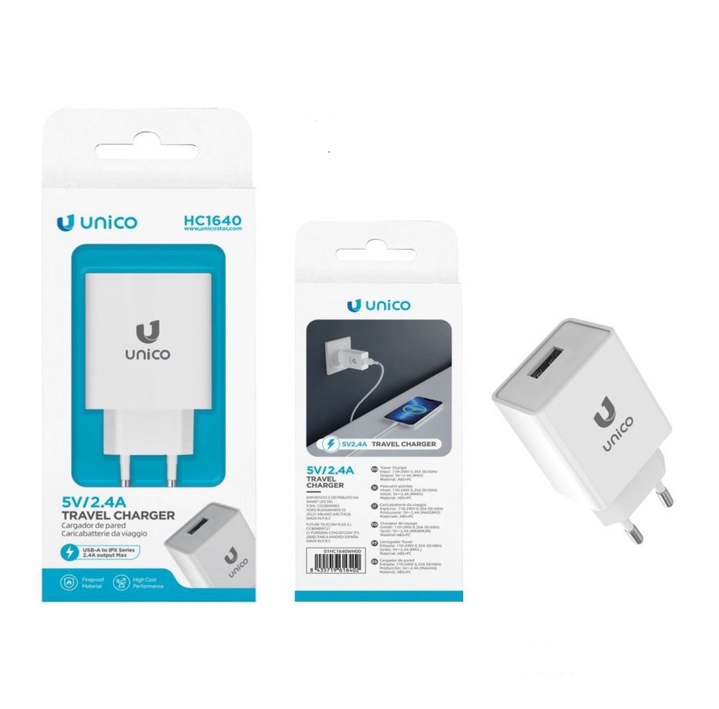 UNICO 2.4A 5V USB BIANCO HC1640
