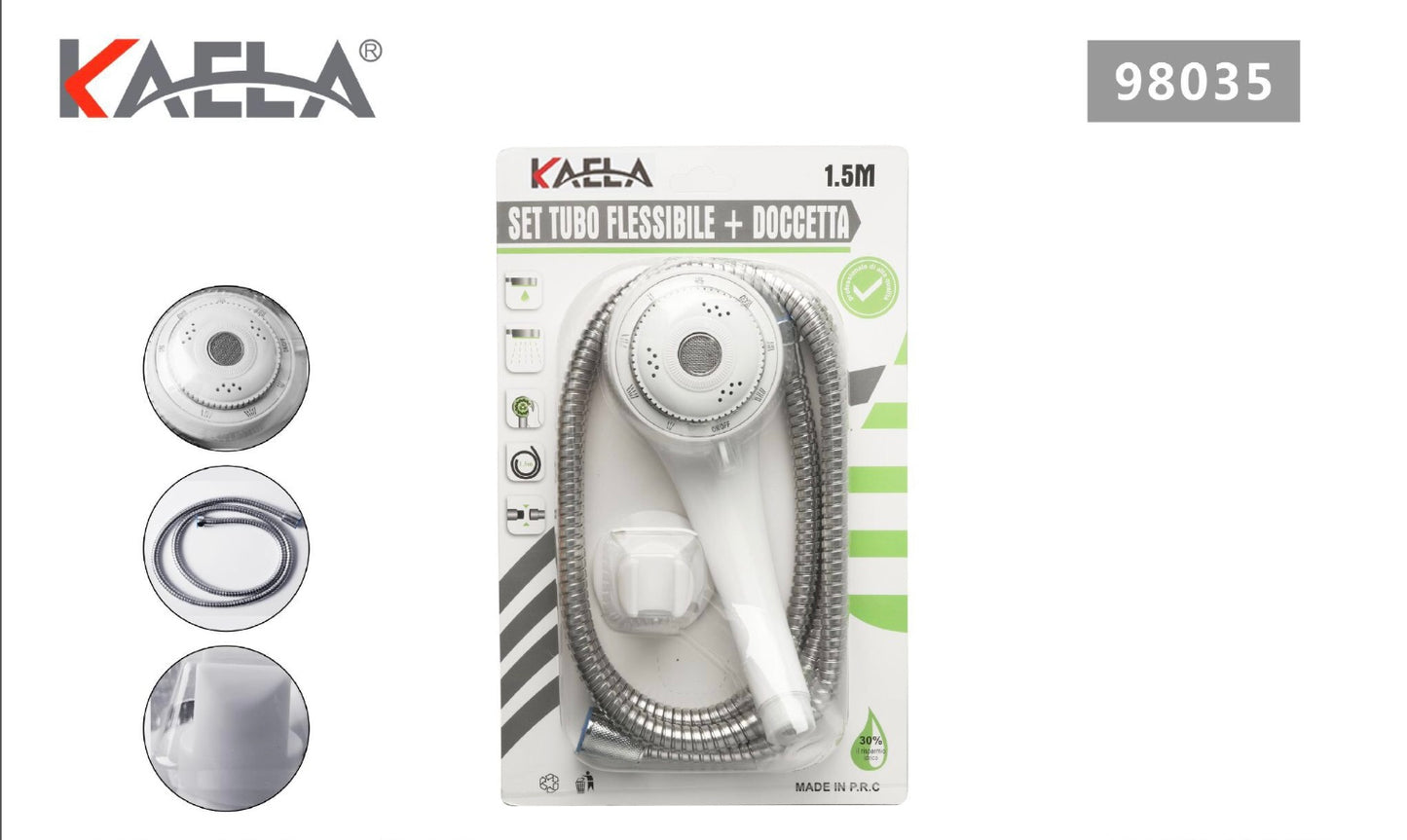 SET tubo argento flessibile 1.5m +doccetta bianco