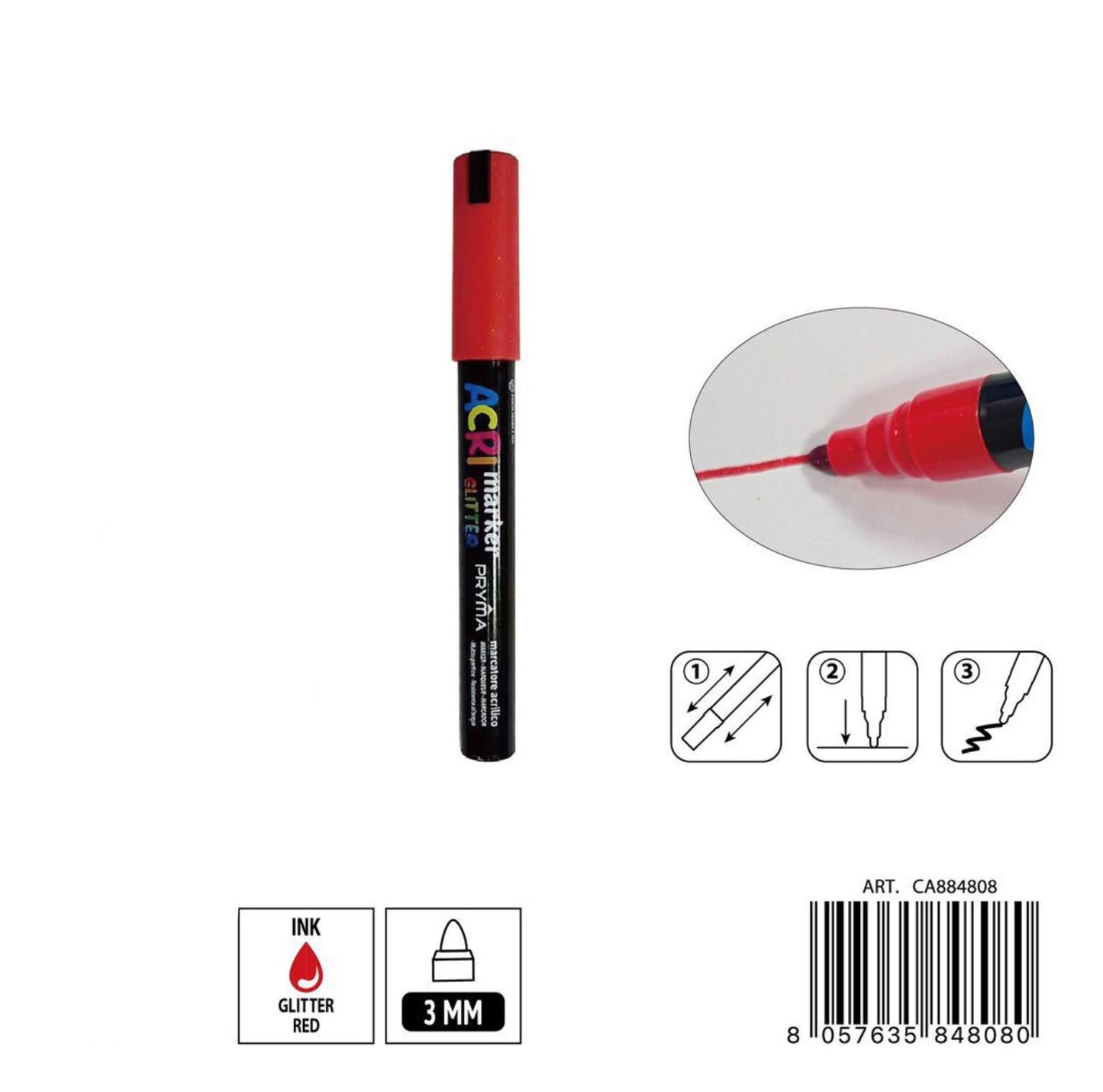 PRYMA marcatore 3mm N.142 rosso glitter