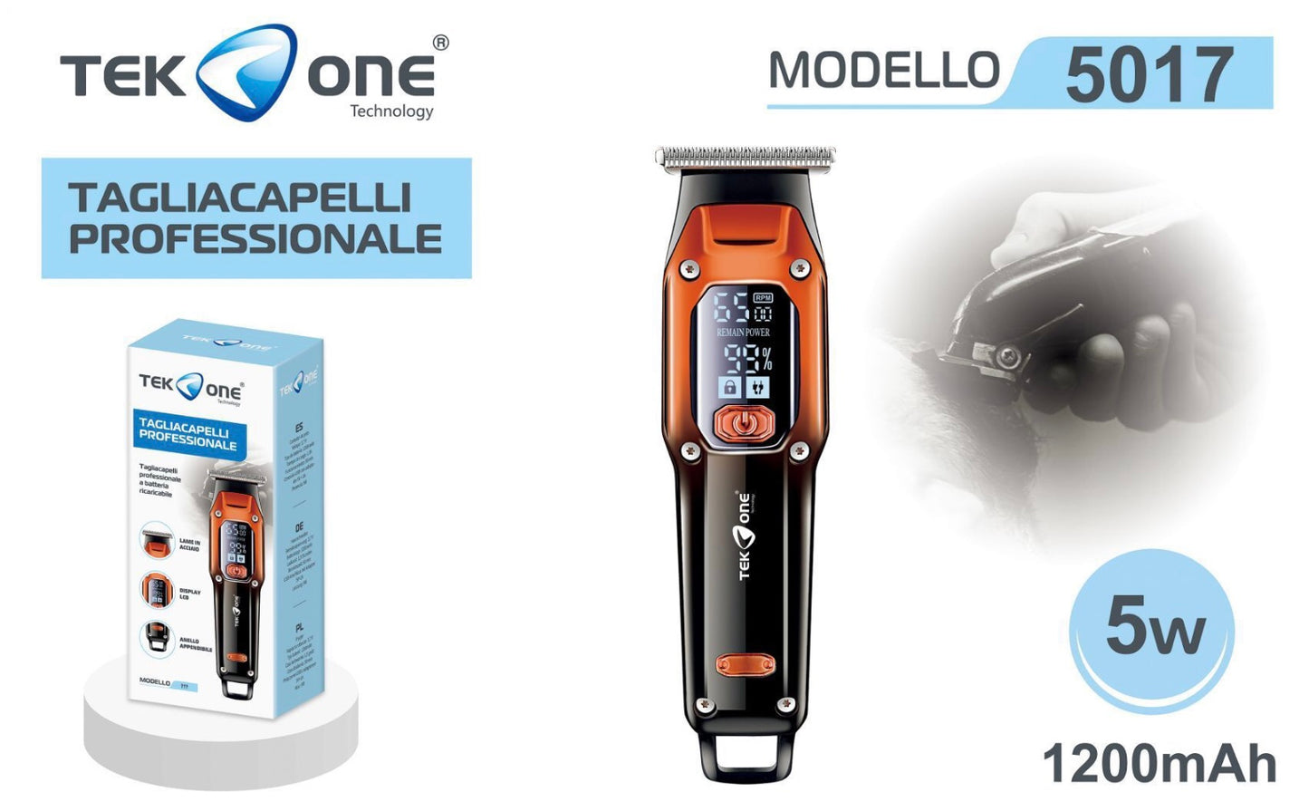 TEK ONE tagliacapelli professionale mod.5017