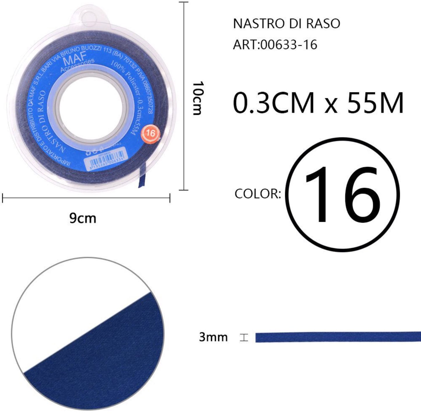 NASTRO di raso 0,3cmx55m 16
