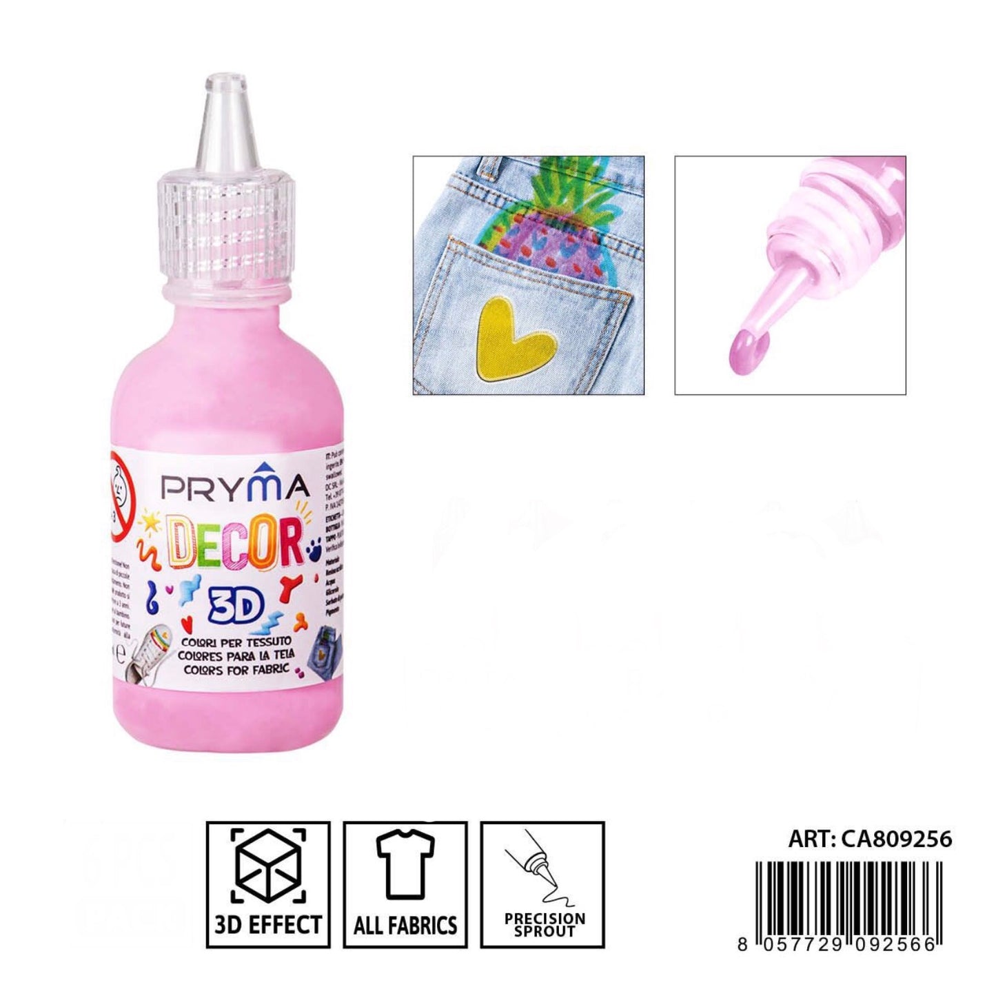 PRYMA colore tessuto 3D paintex 30ml rosa