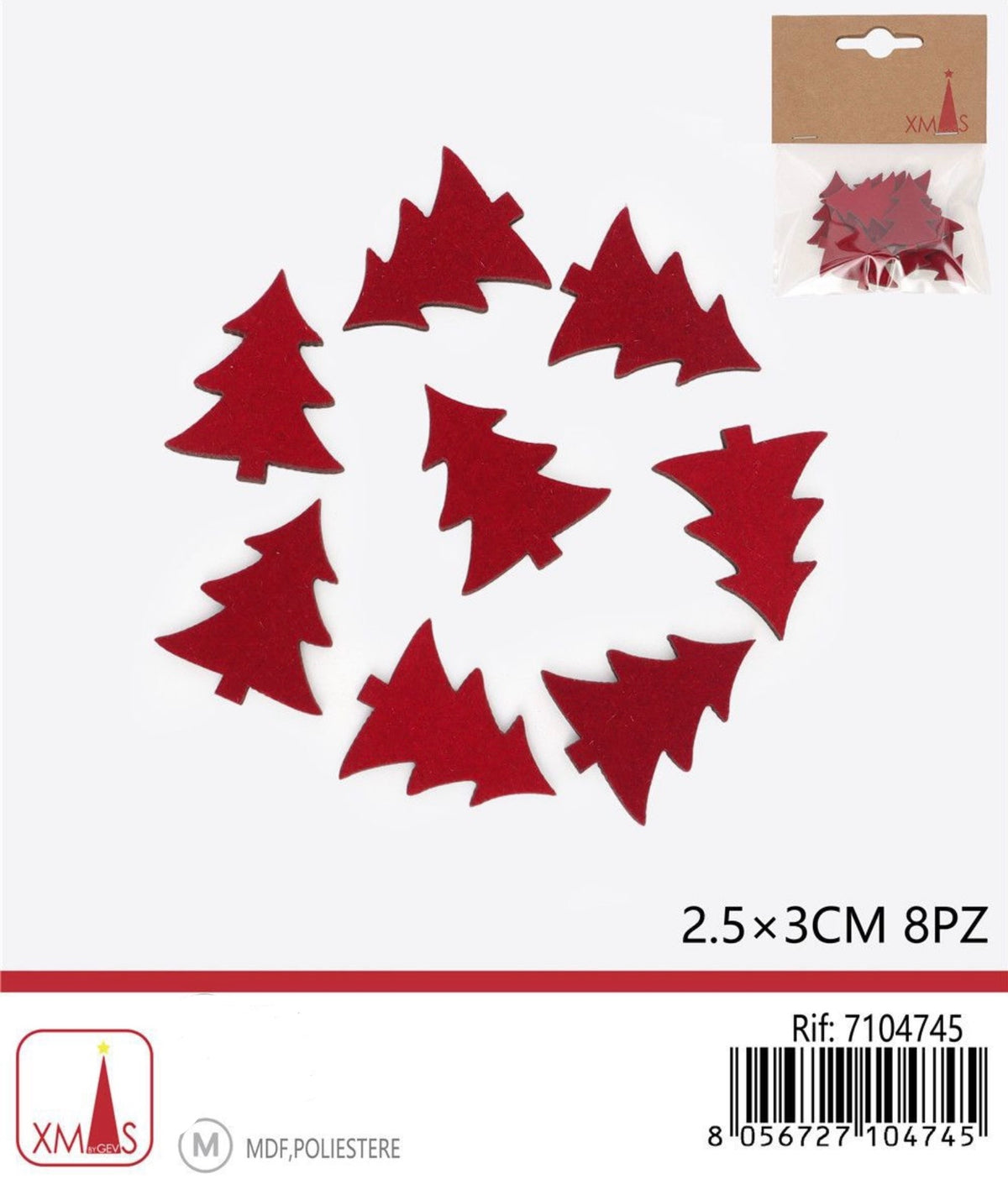 NATALIZIA decorazioni natalizia albero 2,5x3cm 8pz
