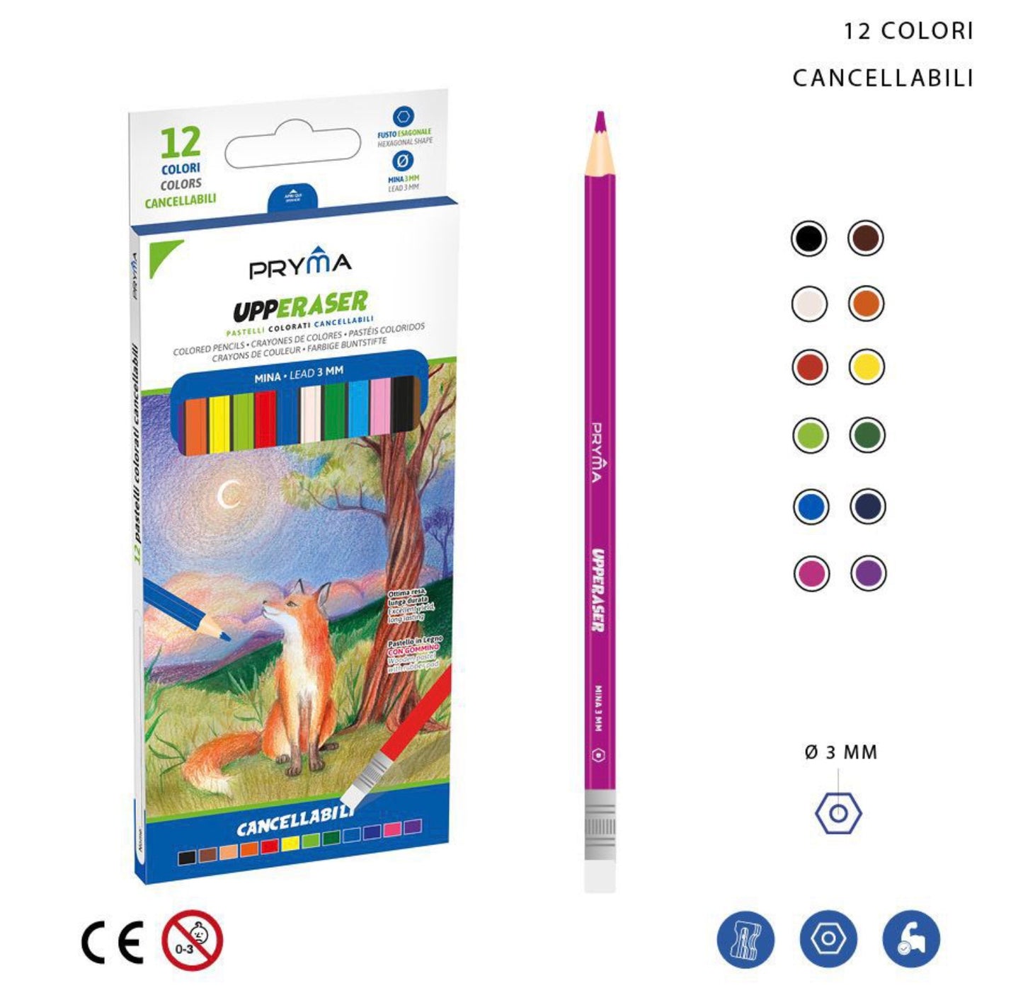 PRYMA upperaser pastelli da 12
