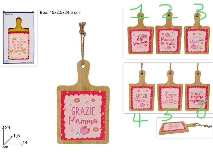 TAGLIERE LEGNO E CERAMICA 24X14 FESTA DELLA MAMMA