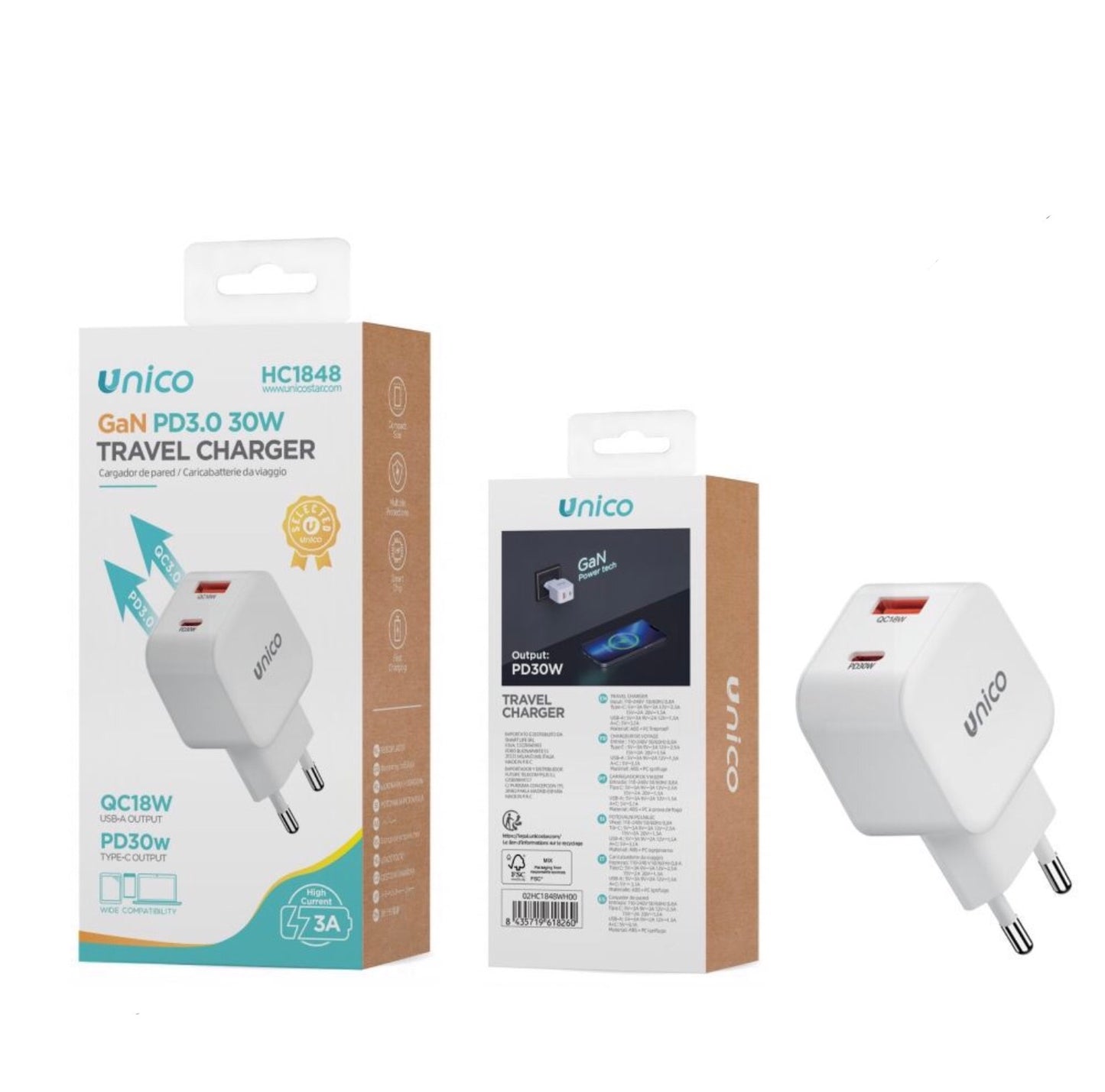 UNICO caricabatterie 30W USB TYPE-C HC1848
