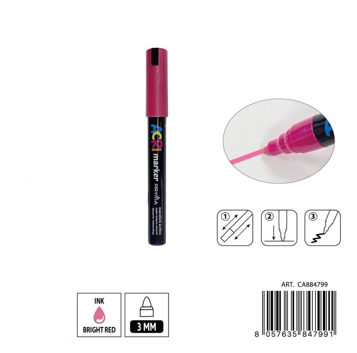 PRYMA marcatore acrilico 3mm N.126 rosso bril