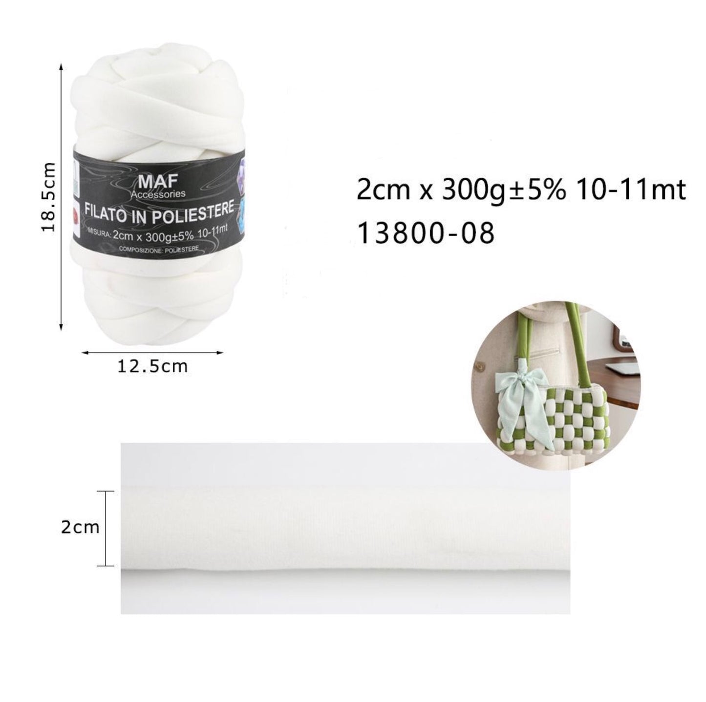 FILATO in poliestere 2cm/300g 13800-08