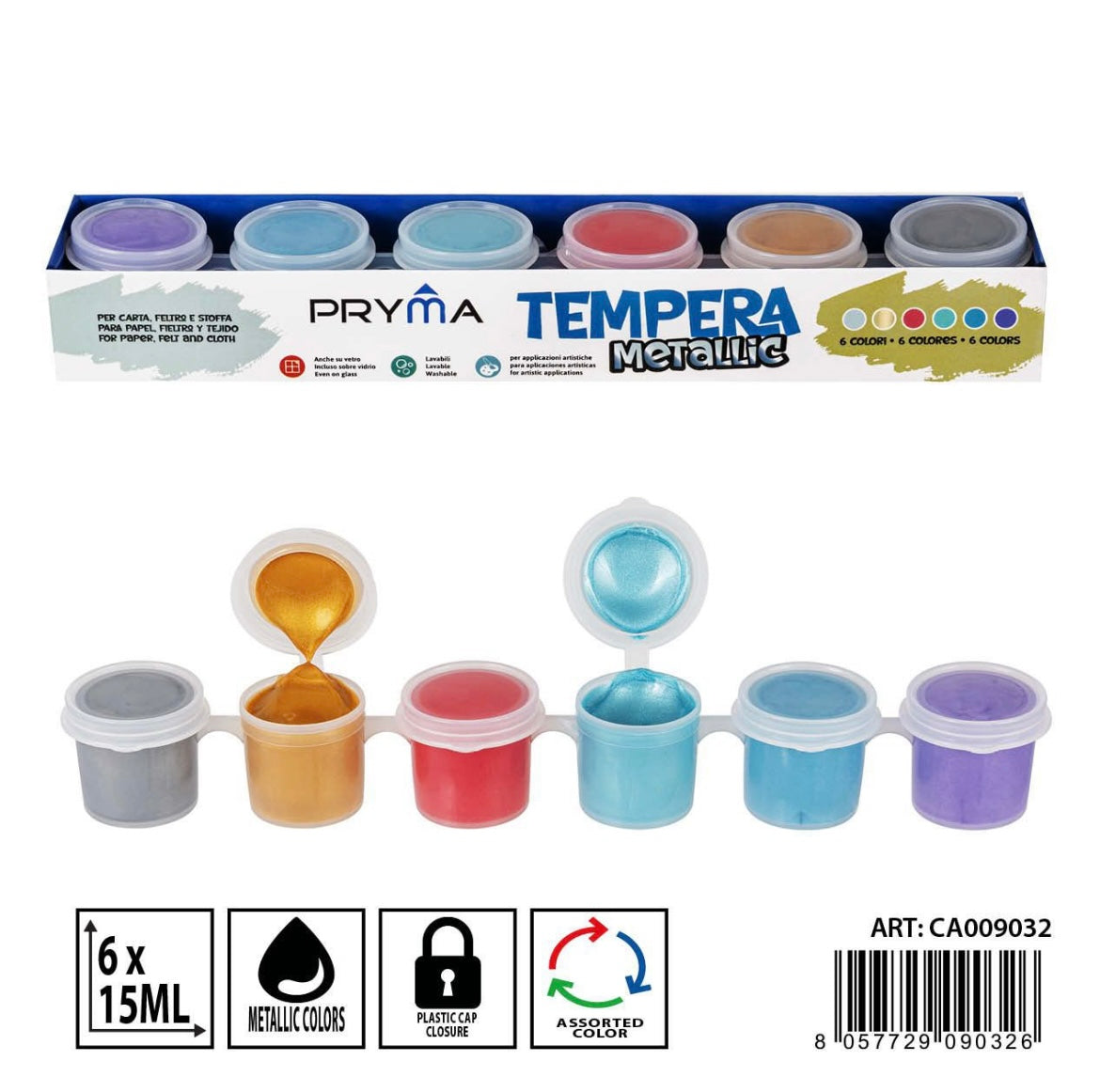 PRYMA TEMPERA 15ML 6PZ METALLIC