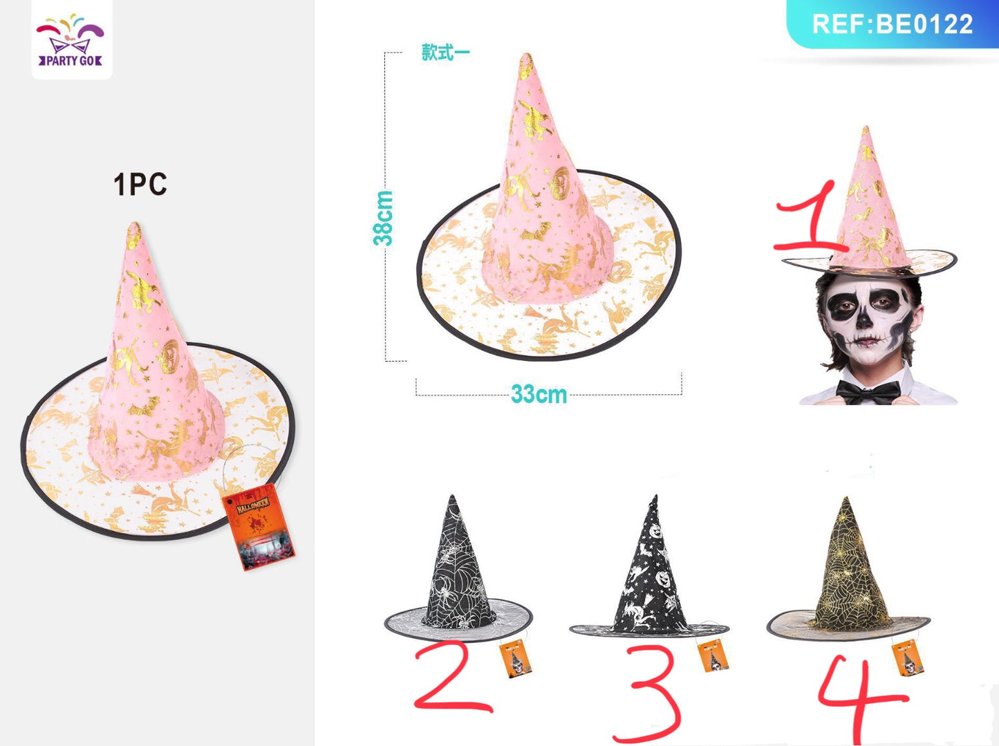 HALLOWEEN cappello da mago trasparente 38x33cm