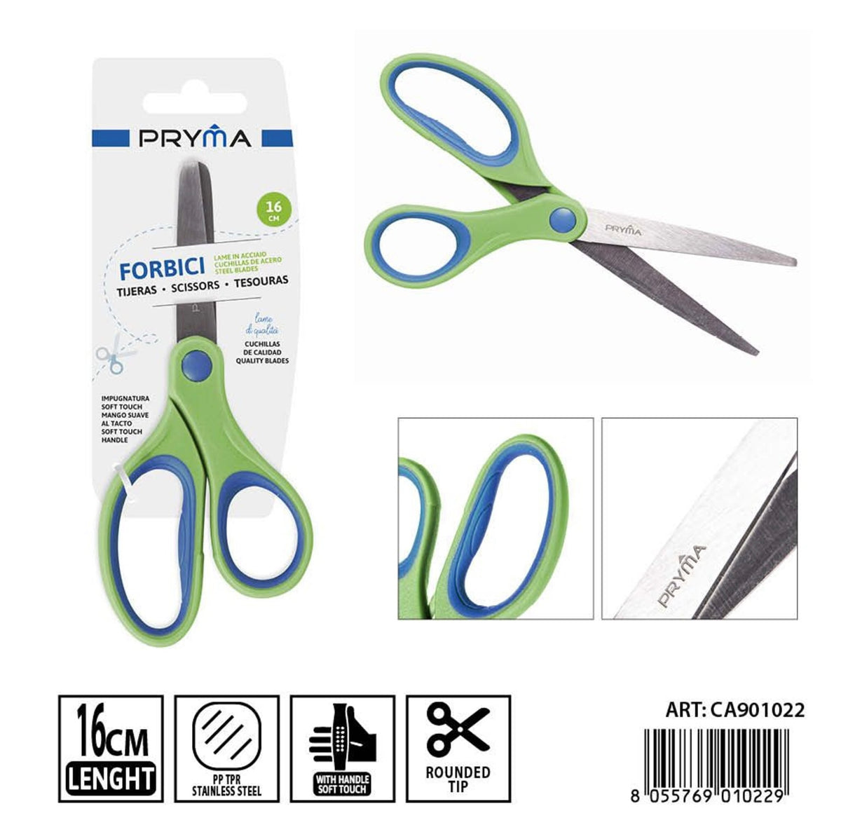 PRYMA FORBICI BICOLOR SOFT TOUCH TONDA 16CM