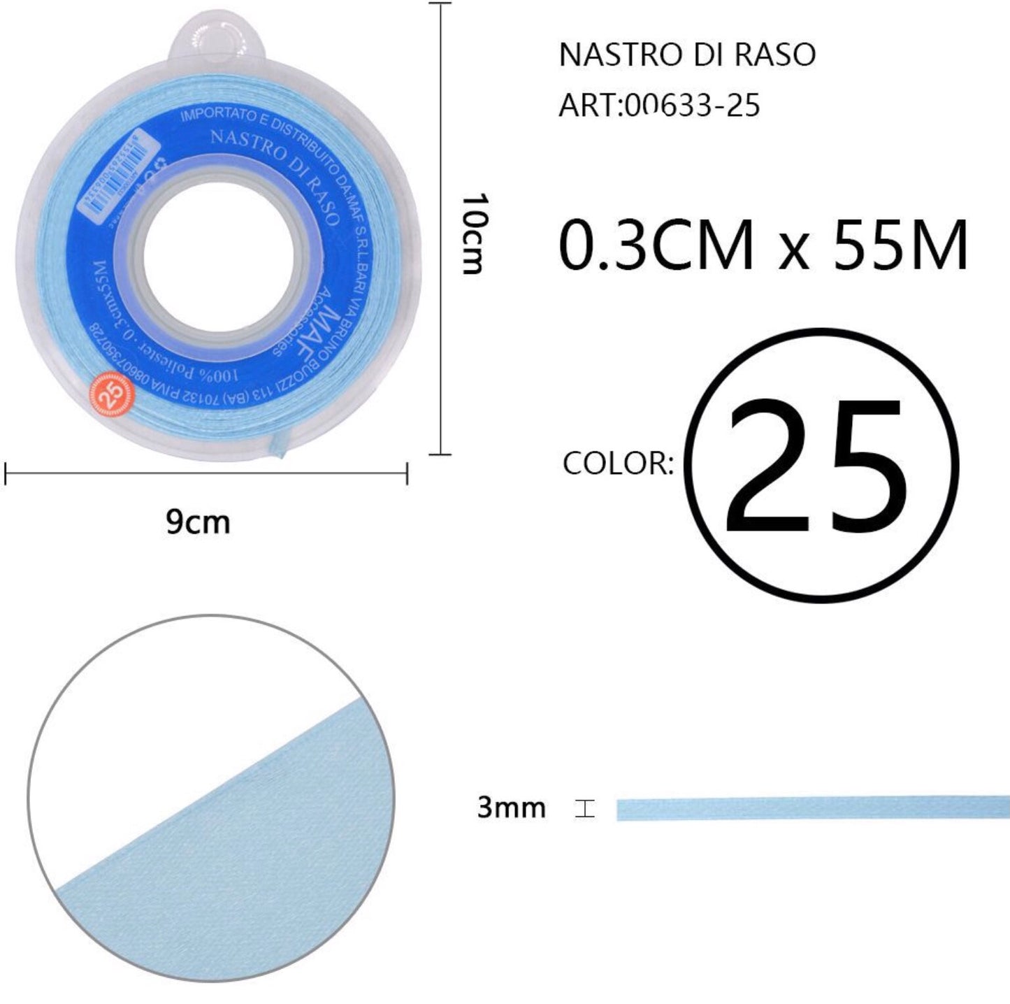 NASTRO di raso 0,3cmx55m 25
