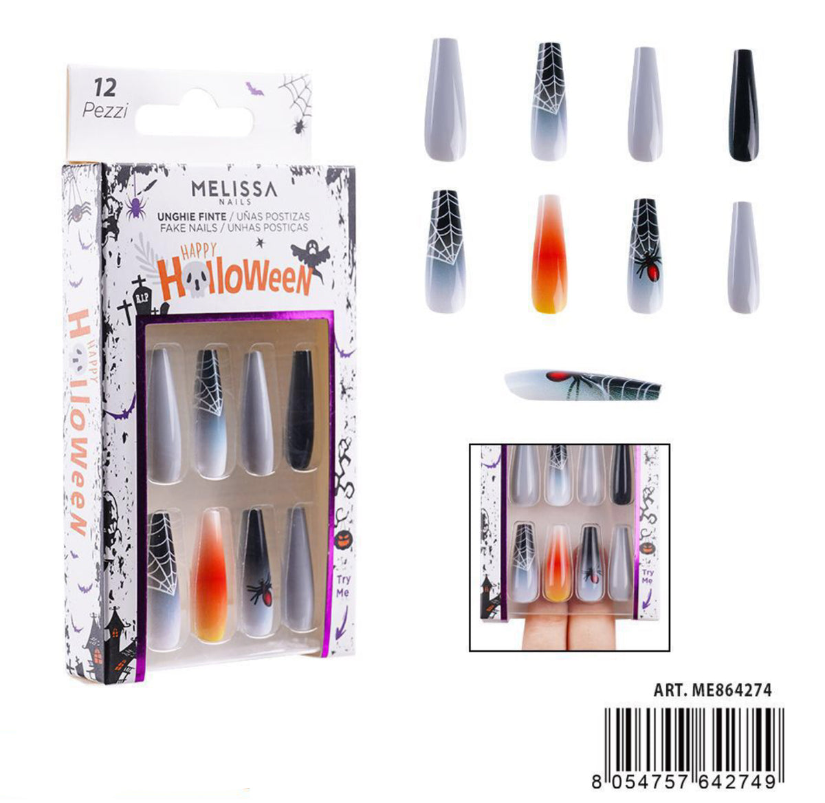 Halloween Melissa unghie finte 12pz ballerina ME864274