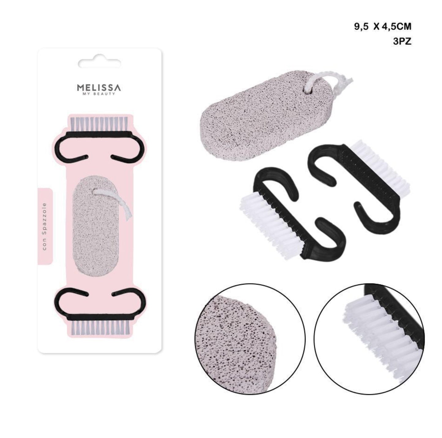 MELISSA pietra pomice 2 spazzole